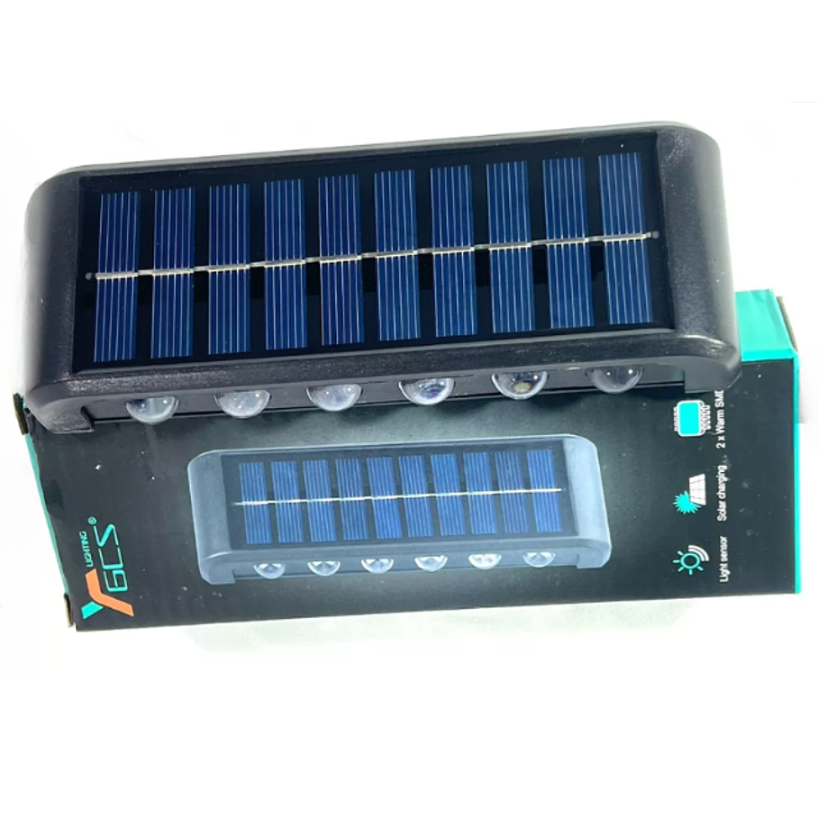 Aplique De Pared Solar Rectangular Fotocélula Luz Cálida / Iluminación 12 SMD 2