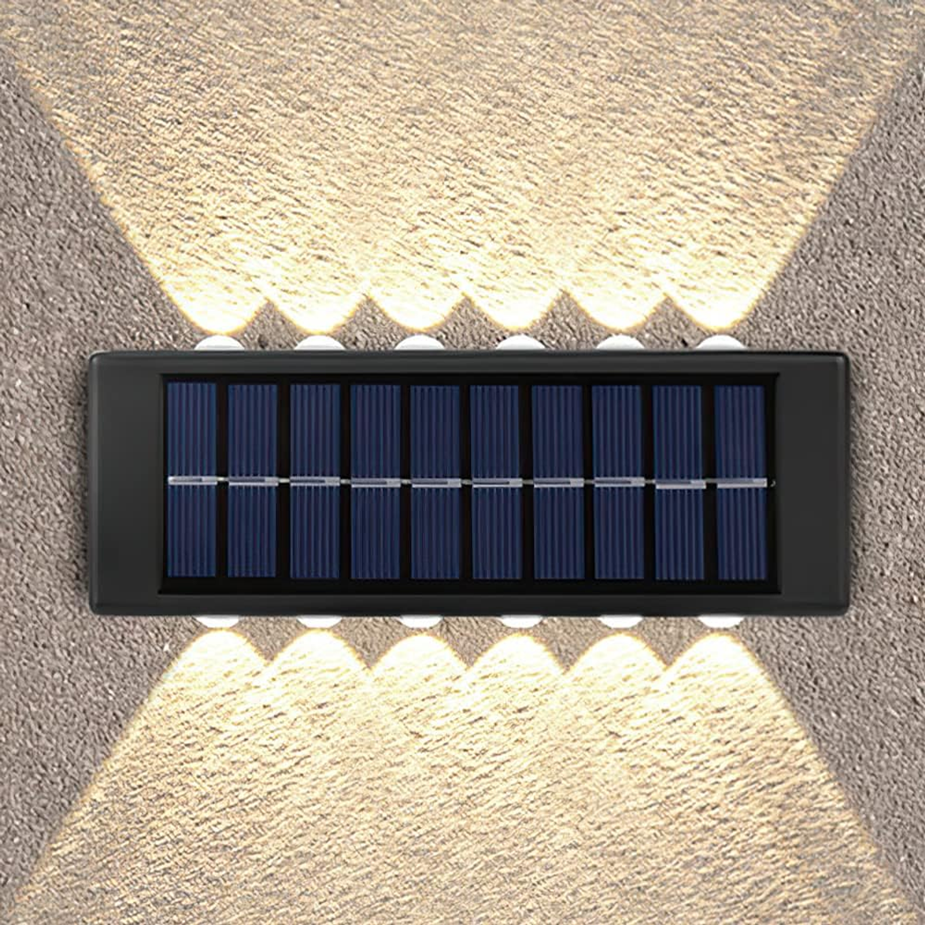 Aplique De Pared Solar Rectangular Fotocélula Luz Cálida / Iluminación 12 SMD 5
