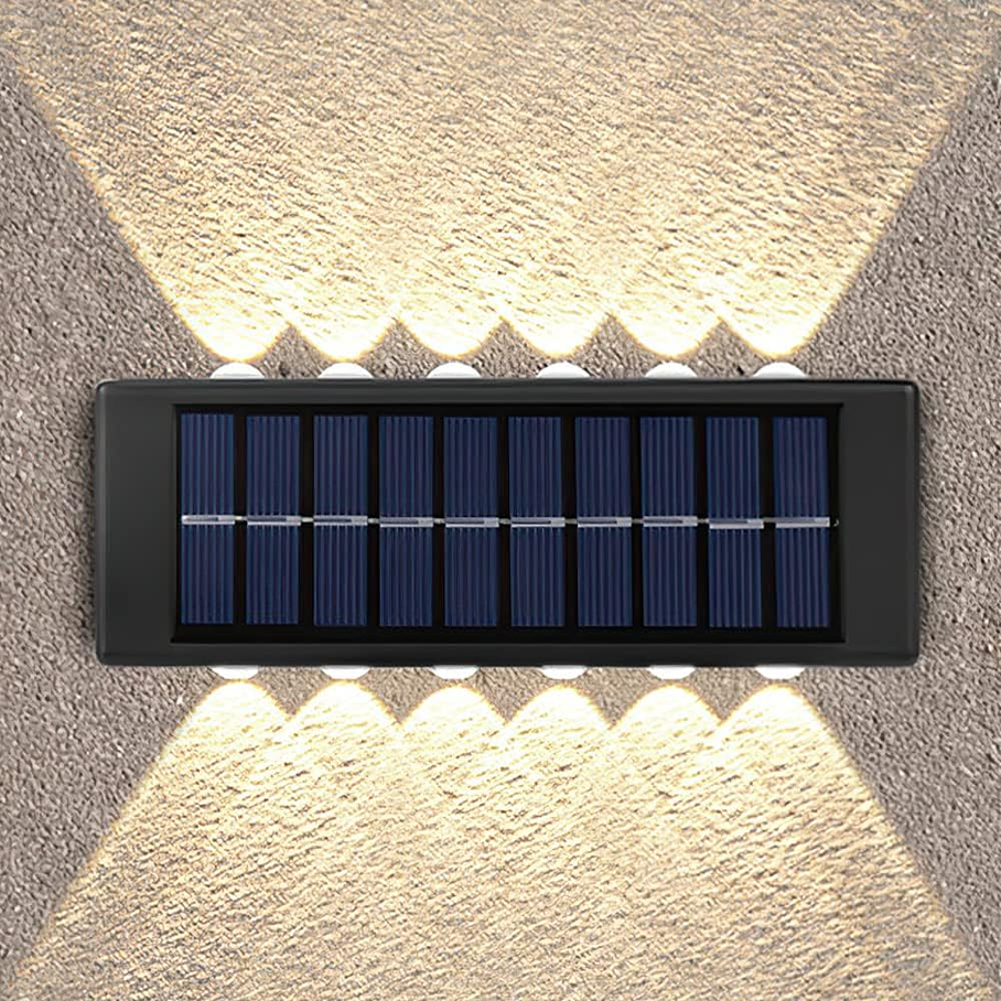Aplique De Pared Solar Rectangular Fotocélula Luz Cálida / Iluminación 12 SMD 5