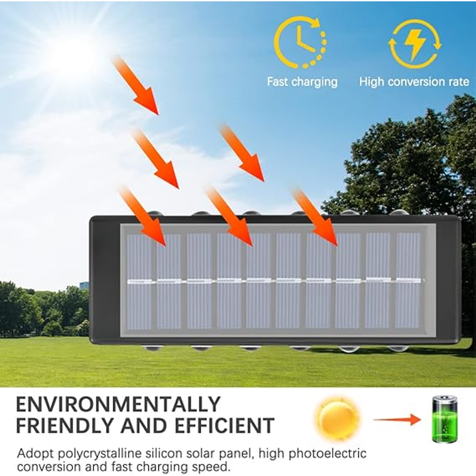 Aplique De Pared Solar Rectangular Fotocélula Luz Cálida / Iluminación 12 SMD 6