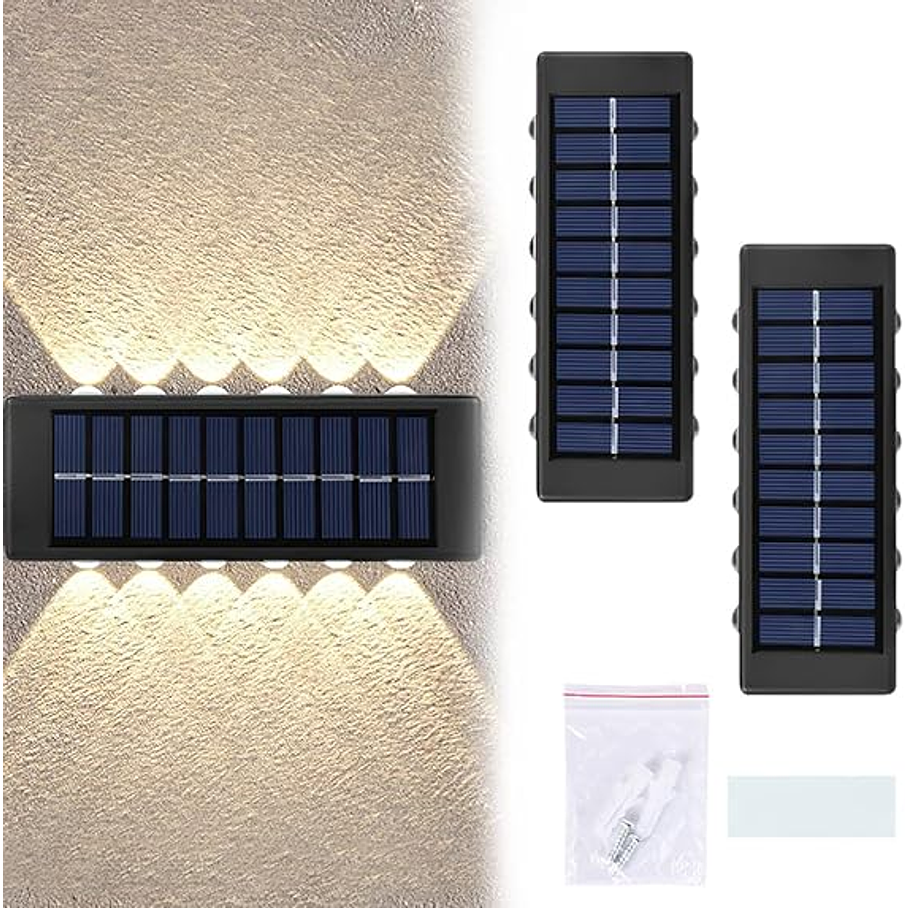 Aplique De Pared Solar Rectangular Fotocélula Luz Cálida / Iluminación 12 SMD 7