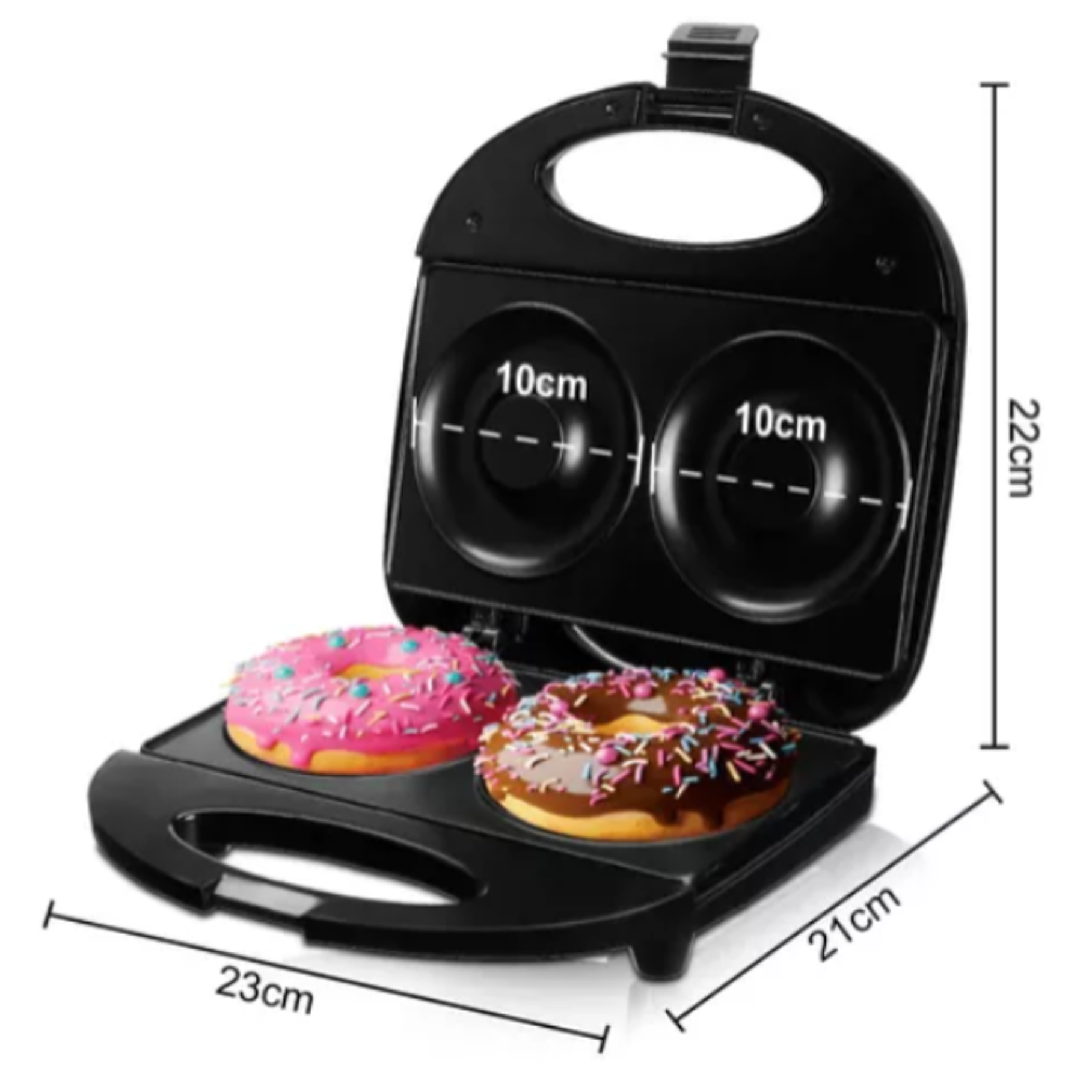 Maquina De Donas Grandes 2 Donas Marca Raf 2228 Color Negro 2