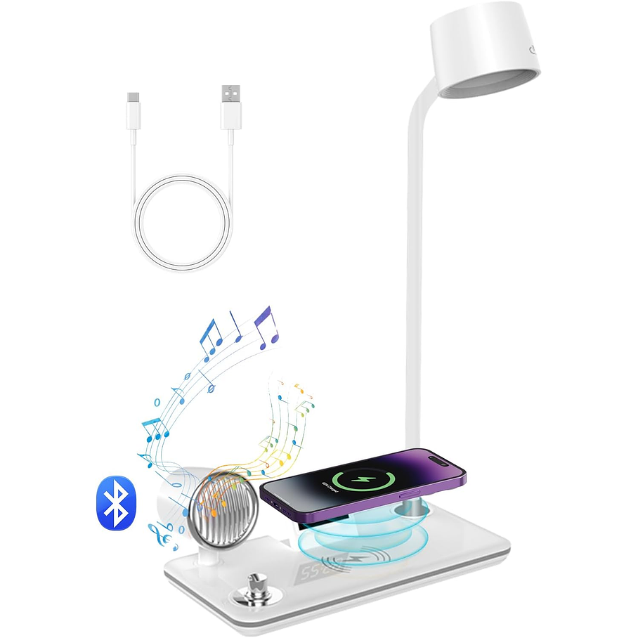 Lámpara de Escritorio con Cargador Inalámbrico 4 en 1 Blanco 1
