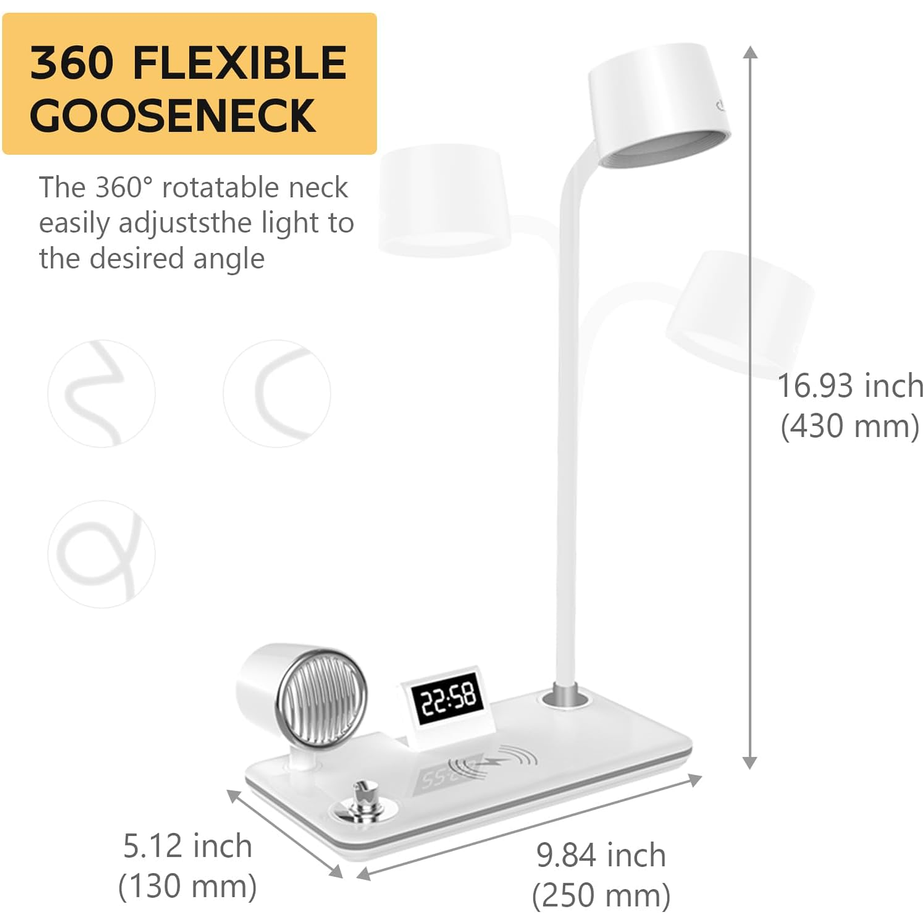 Lámpara de Escritorio con Cargador Inalámbrico 4 en 1 Blanco 3