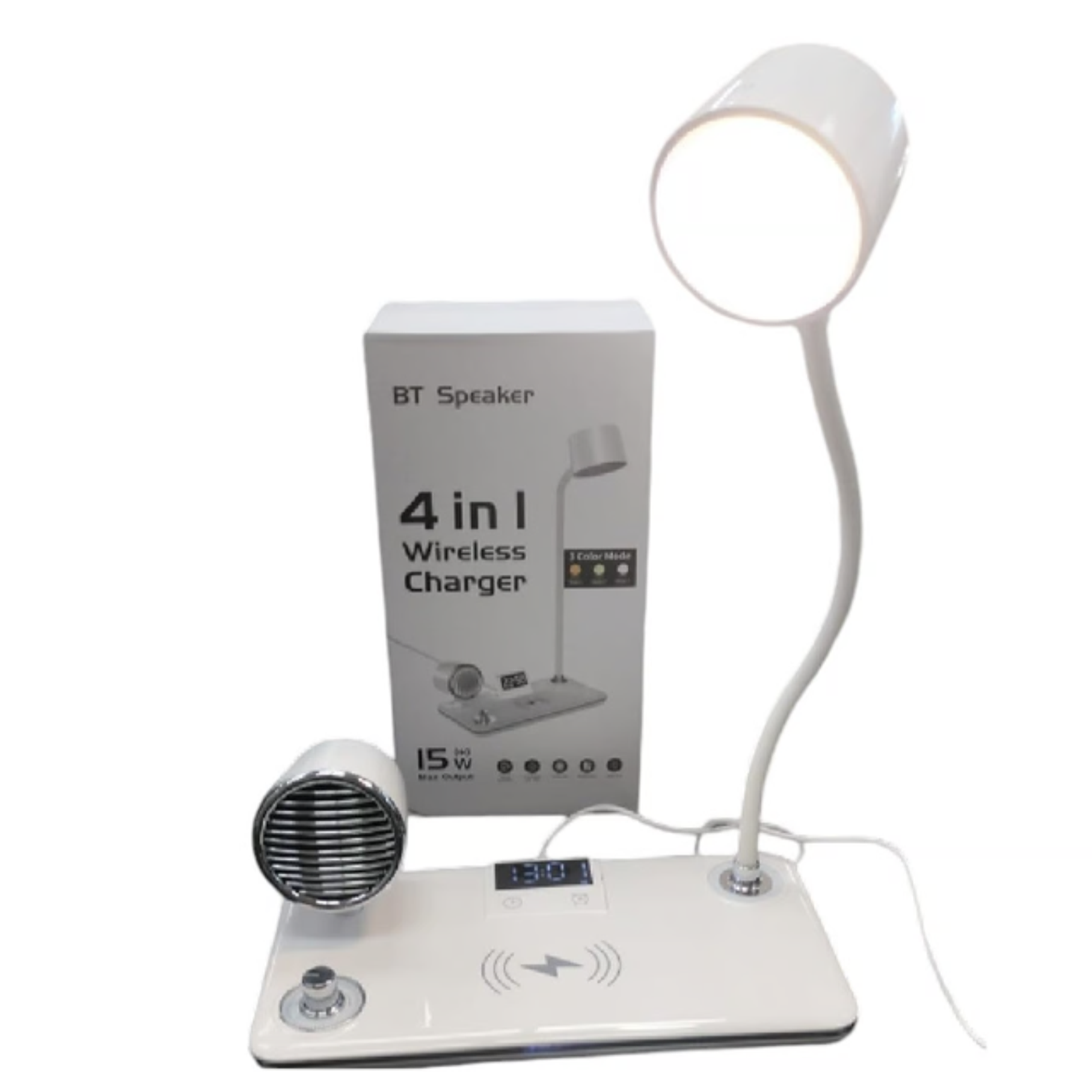 Lámpara de Escritorio con Cargador Inalámbrico 4 en 1 Blanco 2