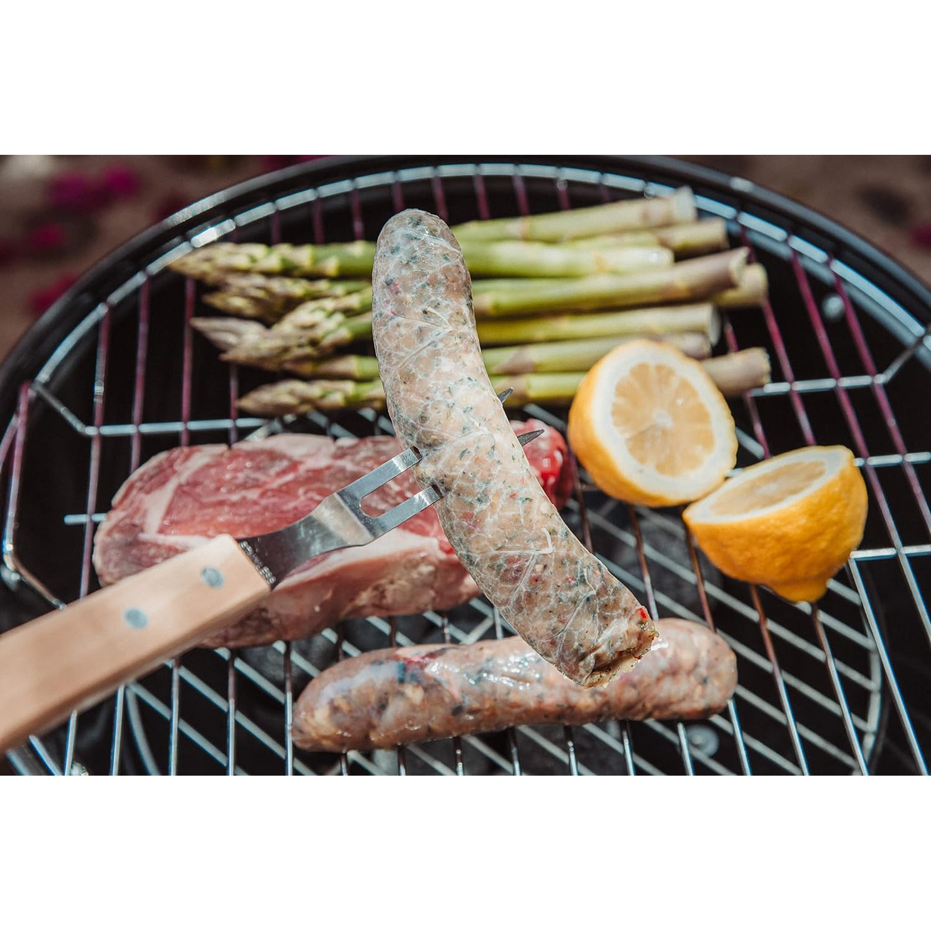 Set Asador 4 piezas mango madera con estuche. 6