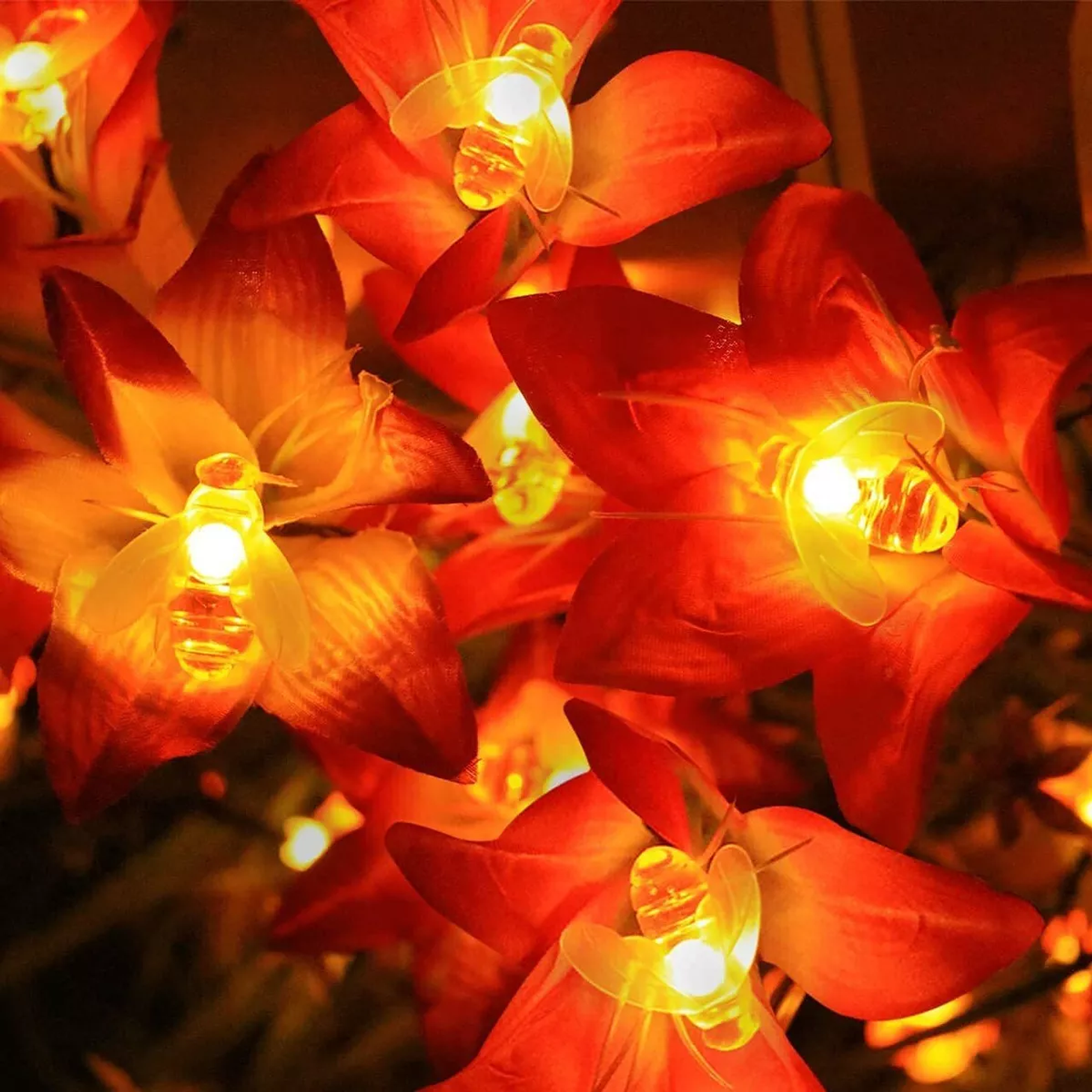 Cadena De Luces Solares De 30 Ledes Para Exterior Jardín Luces Abeja  3