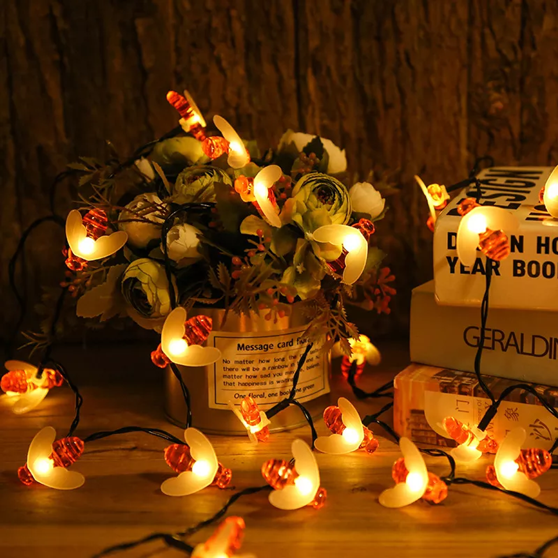 Cadena De Luces Solares De 30 Ledes Para Exterior Jardín Luces Abeja  5