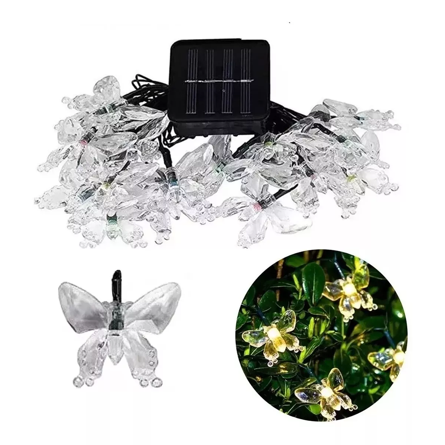 Guirnaldas Solares Mariposa 4m Amarilla Luz Decorativa Jardin Solar 1