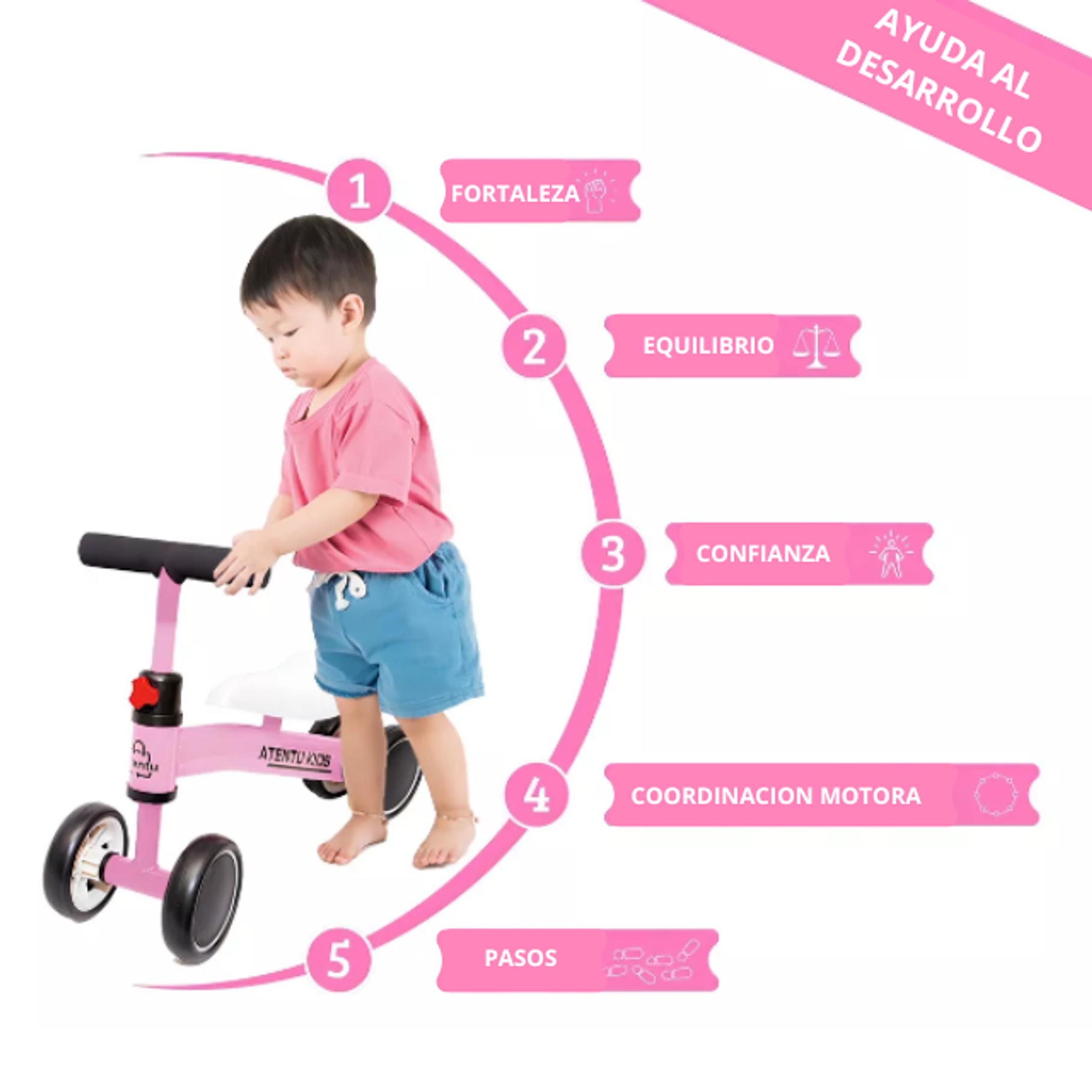 Bicicleta De Equilibrio Con 4 Ruedas, Juguete Para Caminar Para Niños 7