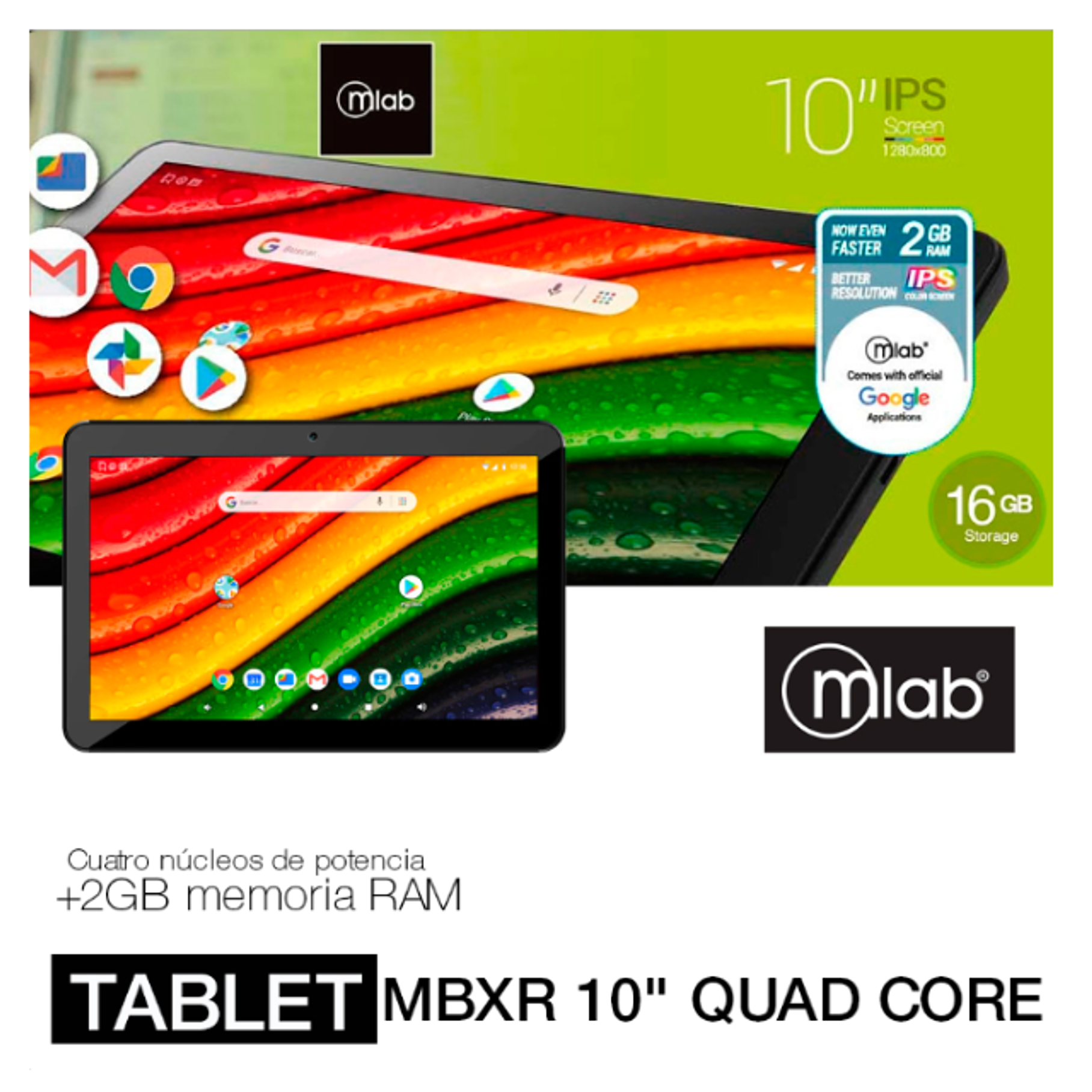 Tablet Mbxr Mlab Quad Core 10 Pulgadas 2gb Ram 16gb Rom Negro 5