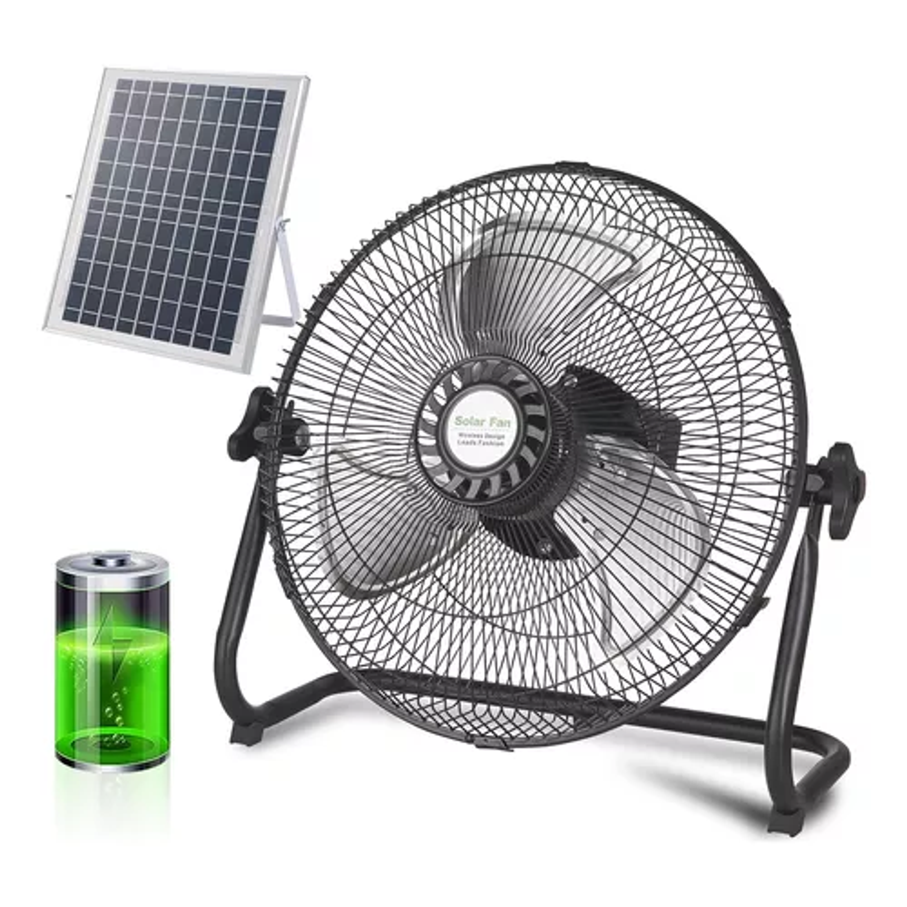 Ventilador De Mesa Recargable Metal Con Panel Solar 1