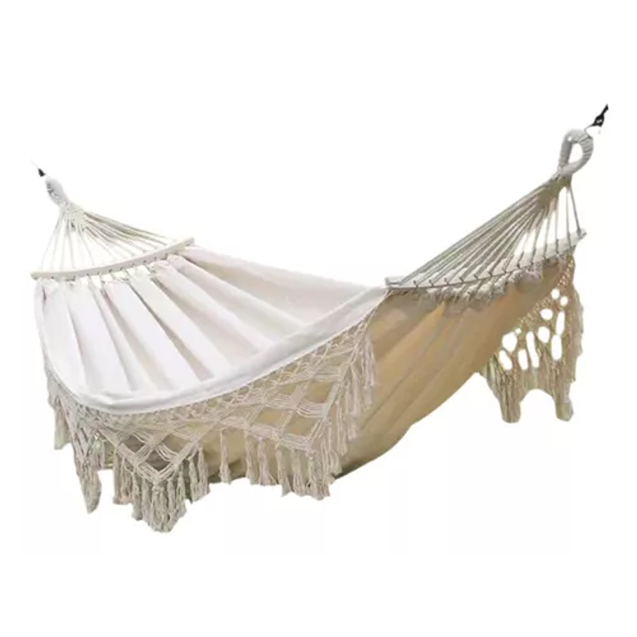 Hamaca Bohemia De Macramé Con Elegantes Borlas Para Exteriores, Balcón, Picnic 1