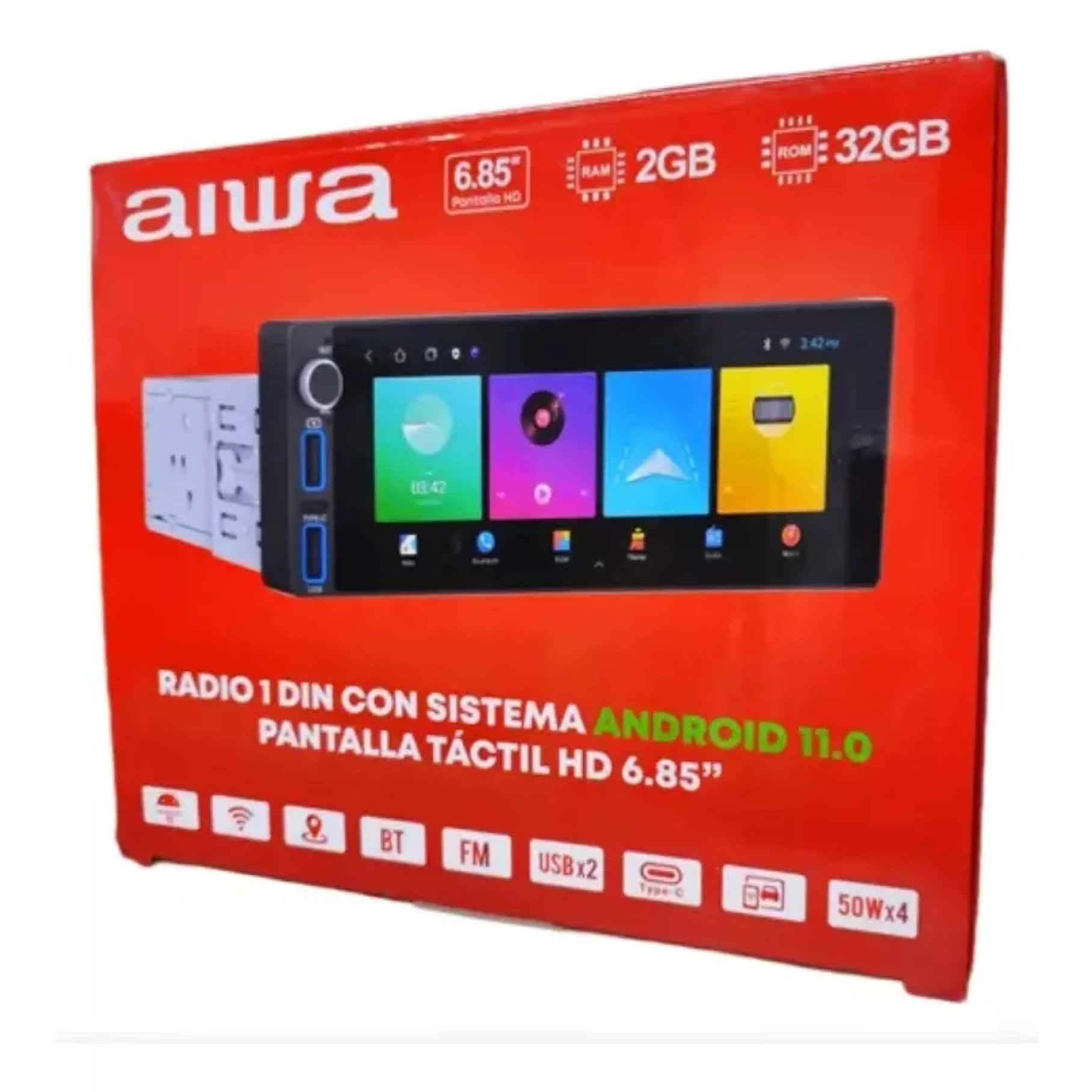 Radio Auto Android 1 Din Pantalla Tactil Aiwa Aw-a485bt Color Negro 3