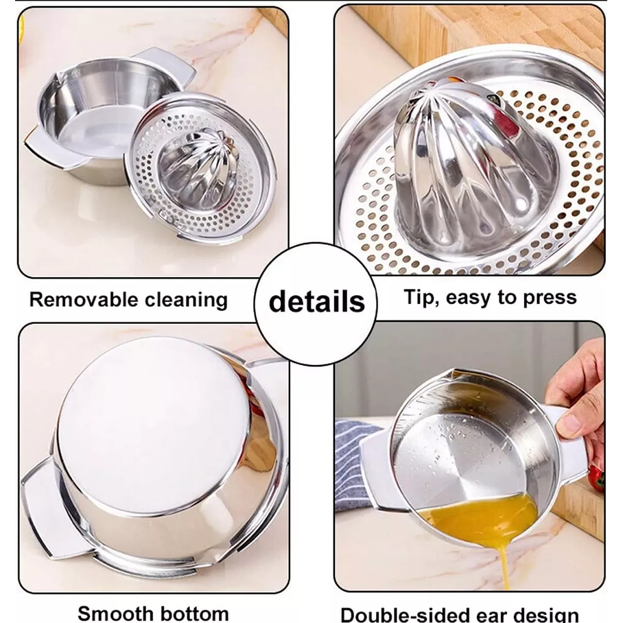 Exprimidor De Cítricos Acero Inoxidable Con Colador Manual 6