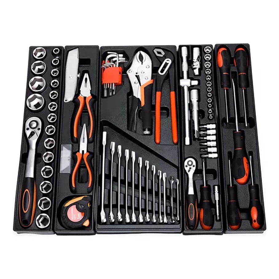 Caja Metálica Plegable Portátil Set 85 Pcs Herramientas Auto Color Naranja 4