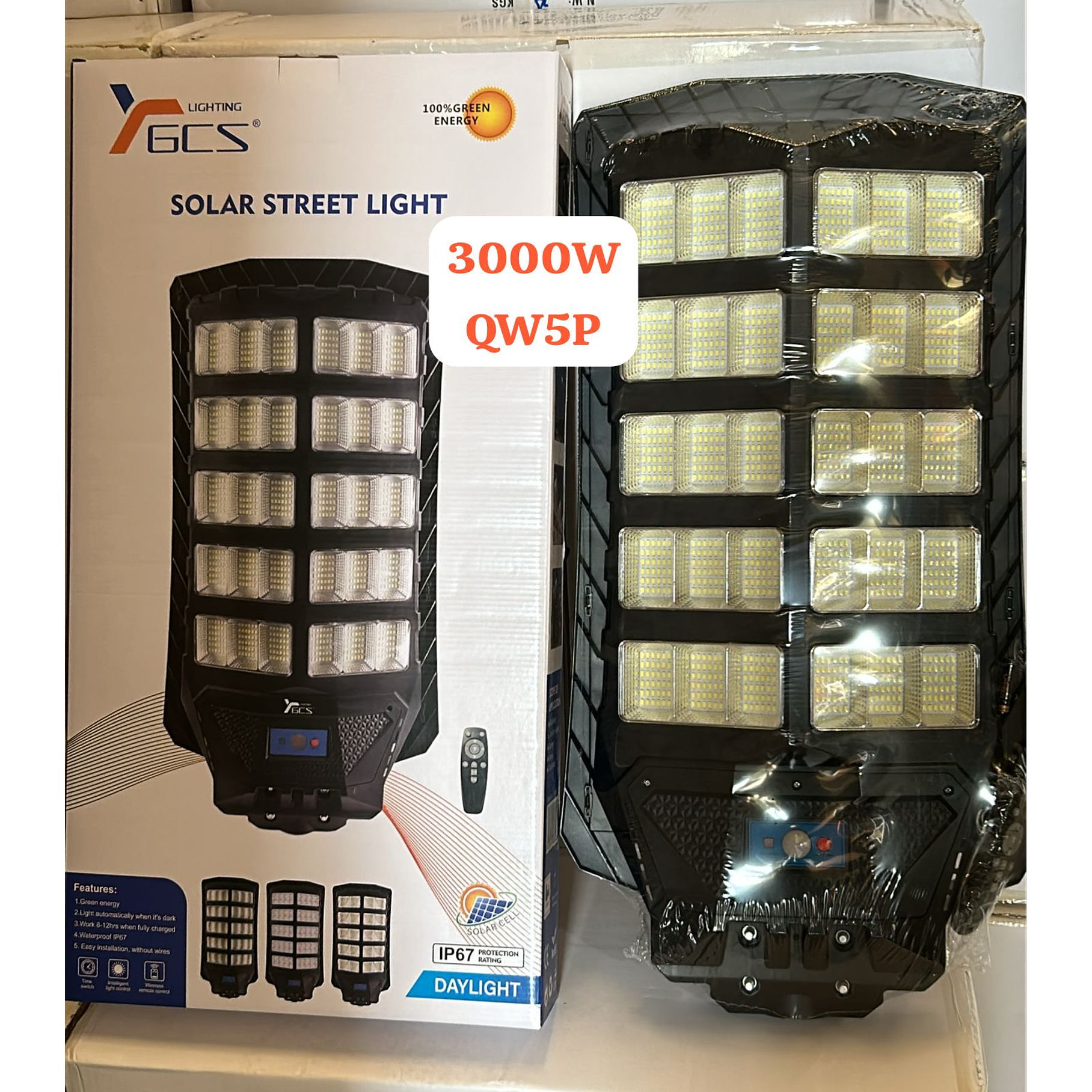 Foco Solar Posta 3000 W Para Estacionamientos Canchas Calles Patios Muelle 1