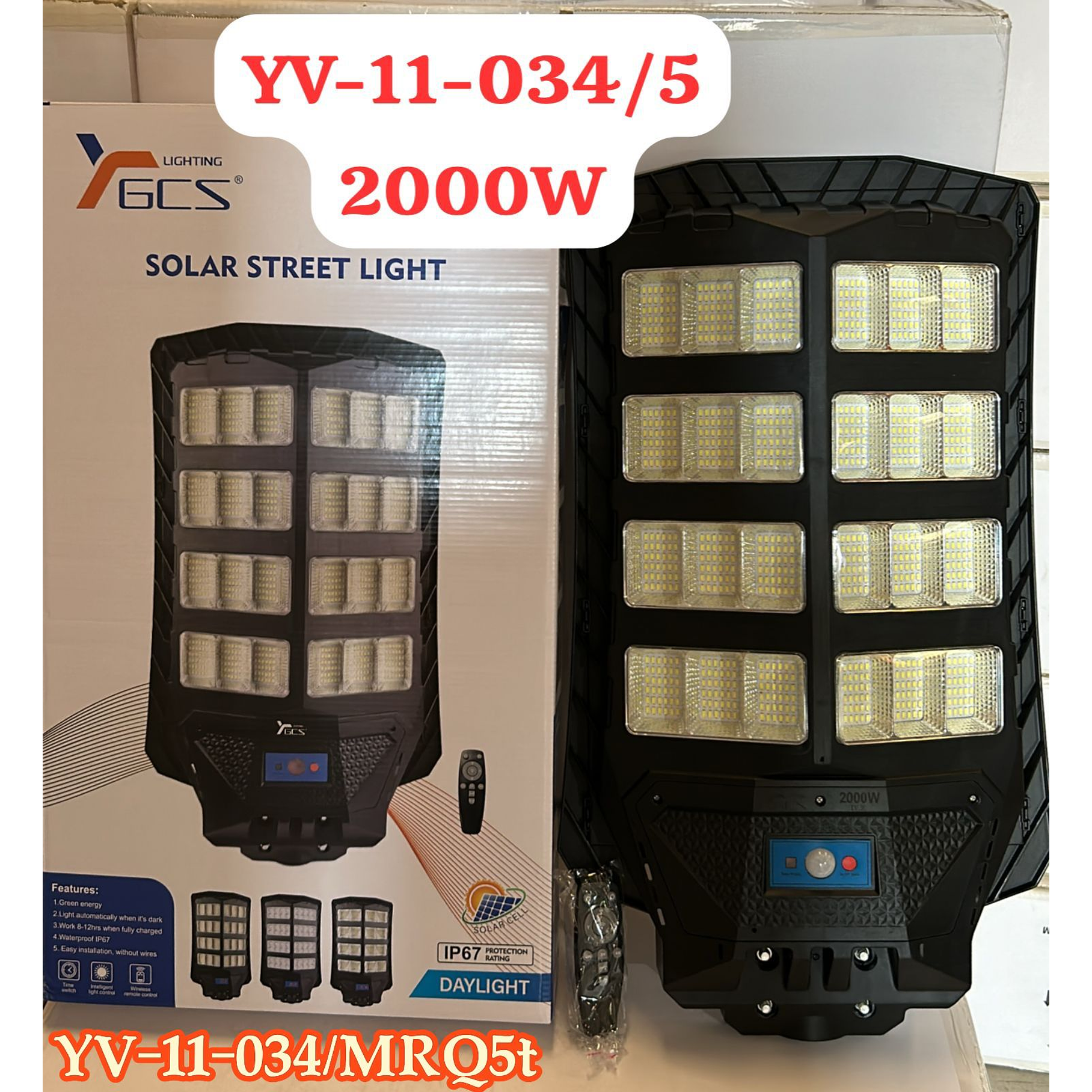 Foco Solar Posta 2000 W Para Estacionamientos Canchas Calles Patios Muelle 1