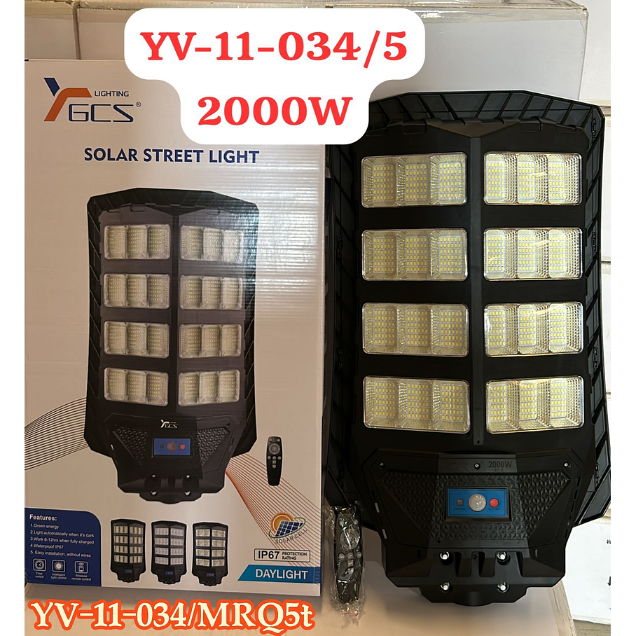 Foco Solar Posta 2000 W Para Estacionamientos Canchas Calles Patios Muelle 1