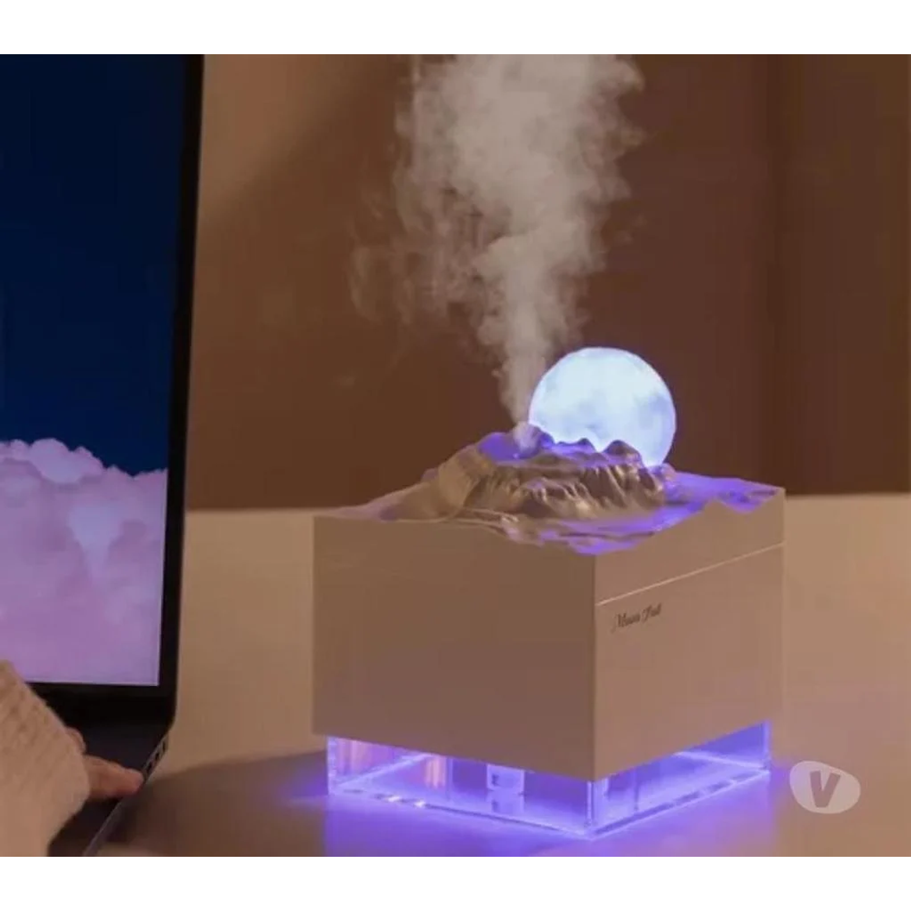 Humidificador Vaporizador Ultrasonico Ambiente Esterilizado Lunas Meteorito + Esencias 3