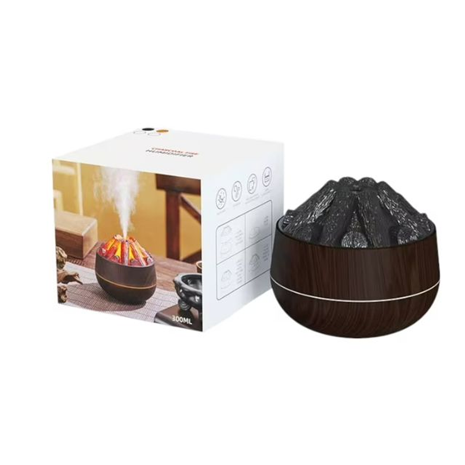 Humidificador Ambiente Vaporizador Volcán 300ml Relajación Fogata + Esencias 1