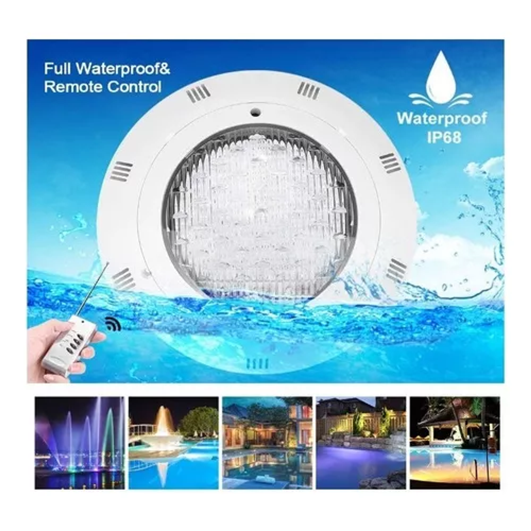Foco Piscina 18w Mando Multicolor Lámpara Led Subacuática 2