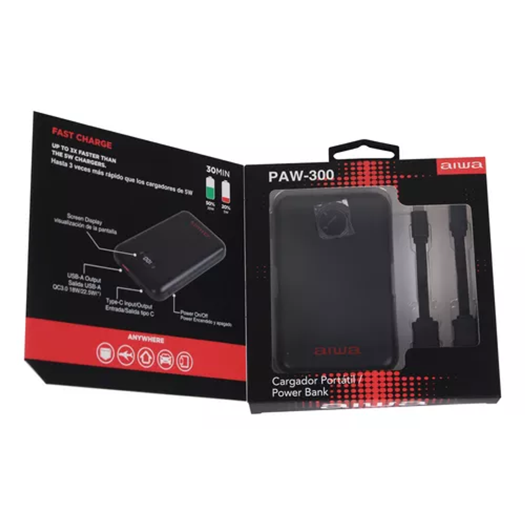 Cargador Batería Externa Power Bank 10.000 Mah Aiwa Paw-300 4