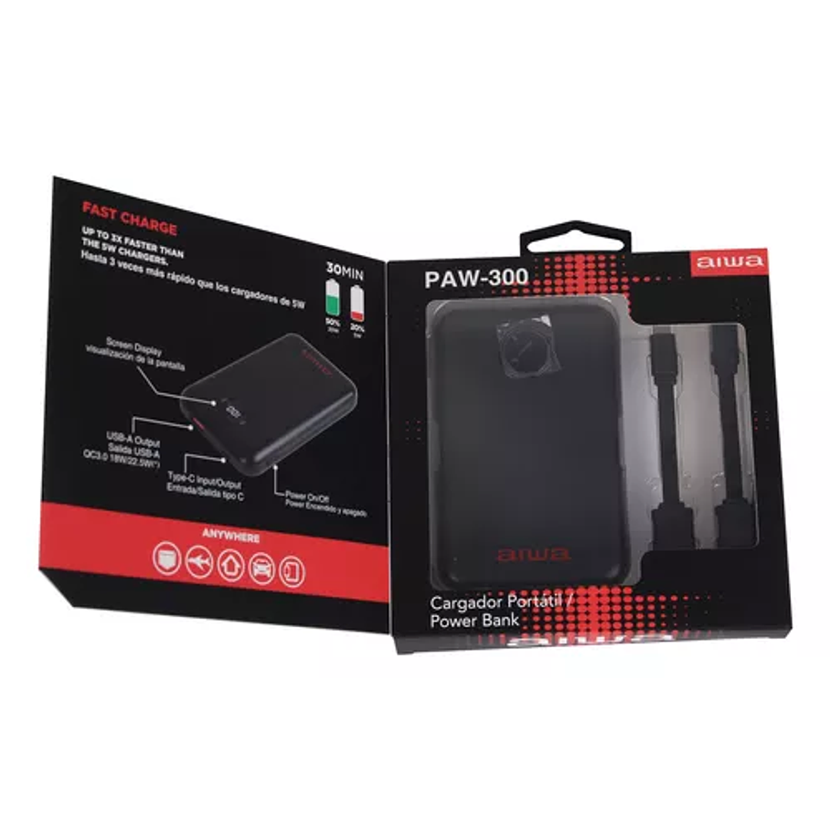 Cargador Batería Externa Power Bank 10.000 Mah Aiwa Paw-300 4