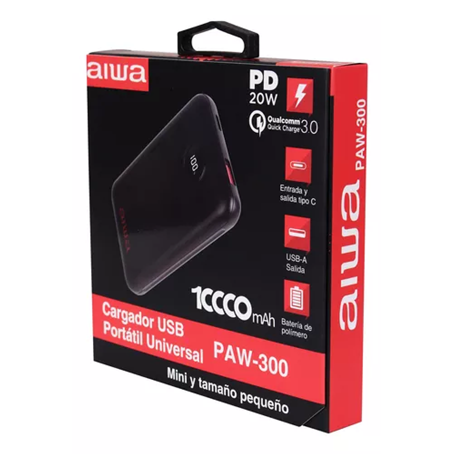 Cargador Batería Externa Power Bank 10.000 Mah Aiwa Paw-300 1