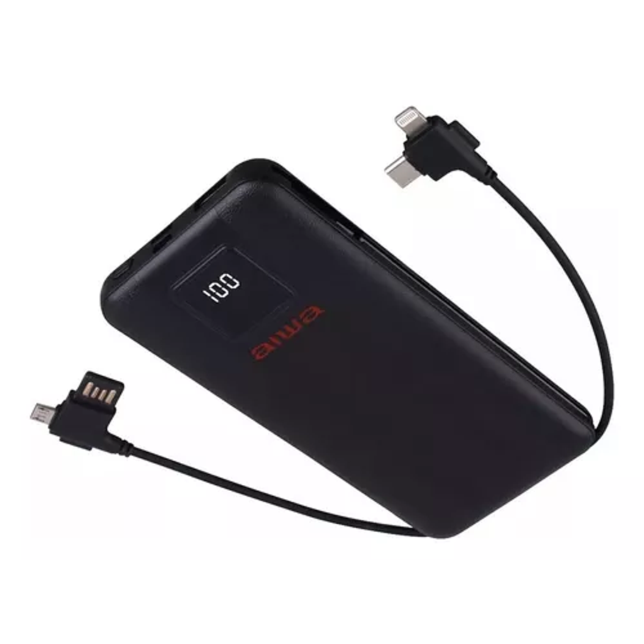 Cargador Portátil Aiwa 10.000 Usb 4 En 1 Universal Paw-230 Color Negro 1