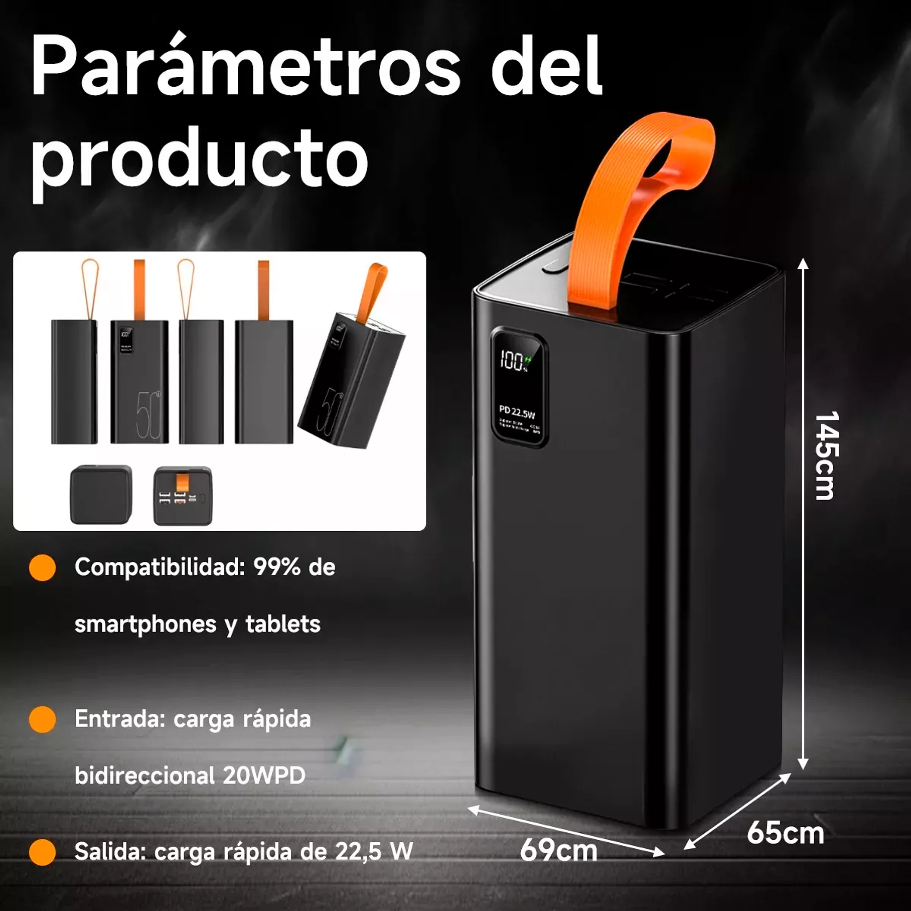 Power Bank 22.5w Carga Rapida Portátil Batería 40000mah 7