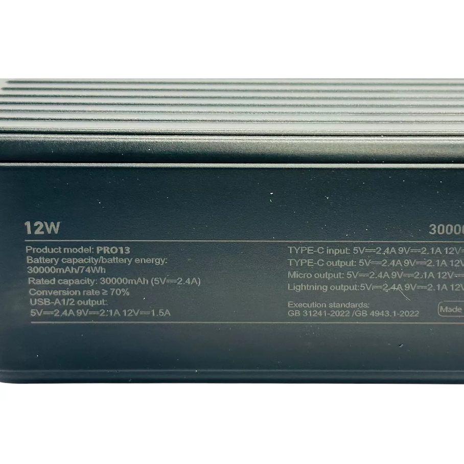 Cargador Portátil Power bank De Viaje 2 Usb 2 Tipo C 30000 Mha IRM  3