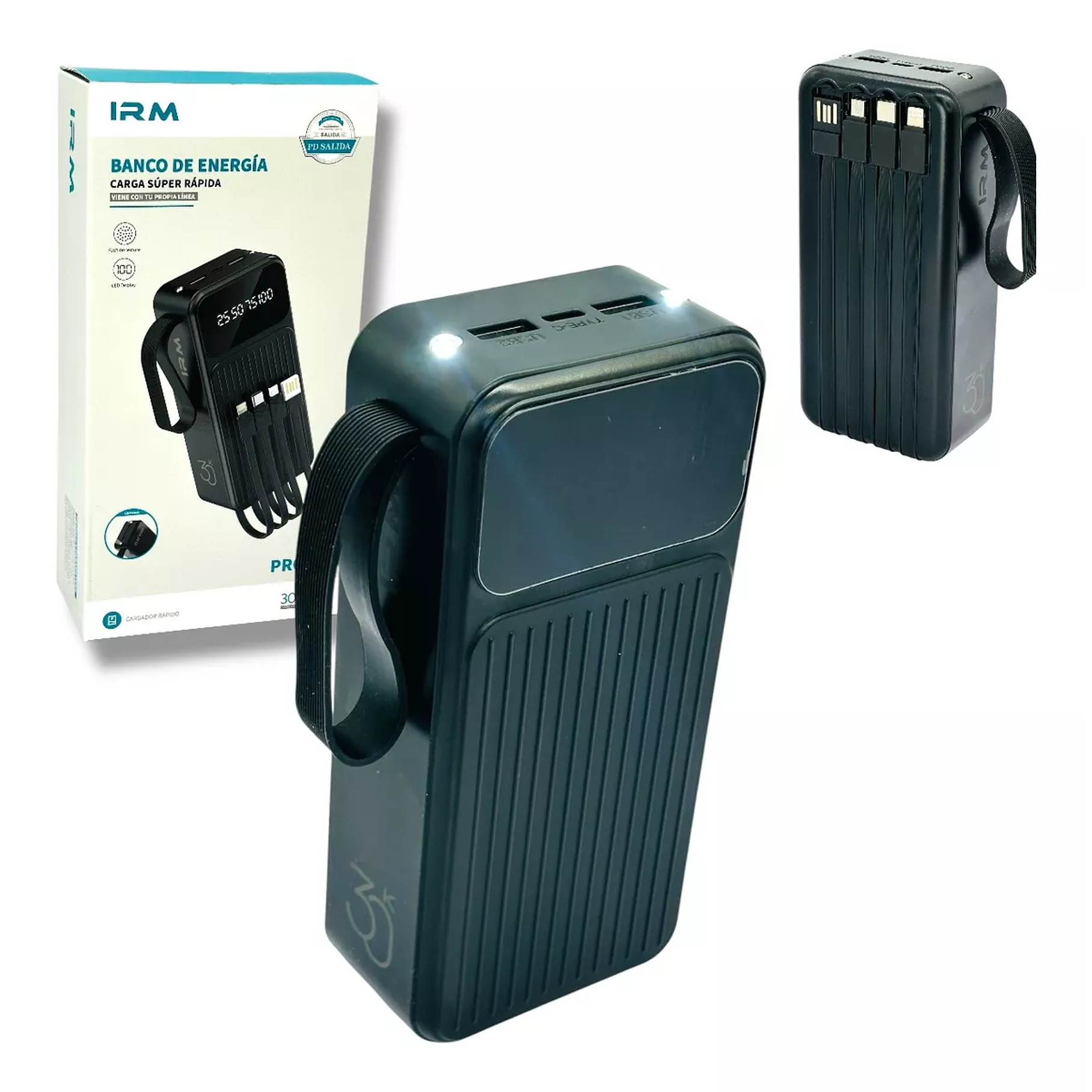 Cargador Portátil Power bank De Viaje 2 Usb 2 Tipo C 30000 Mha IRM  1