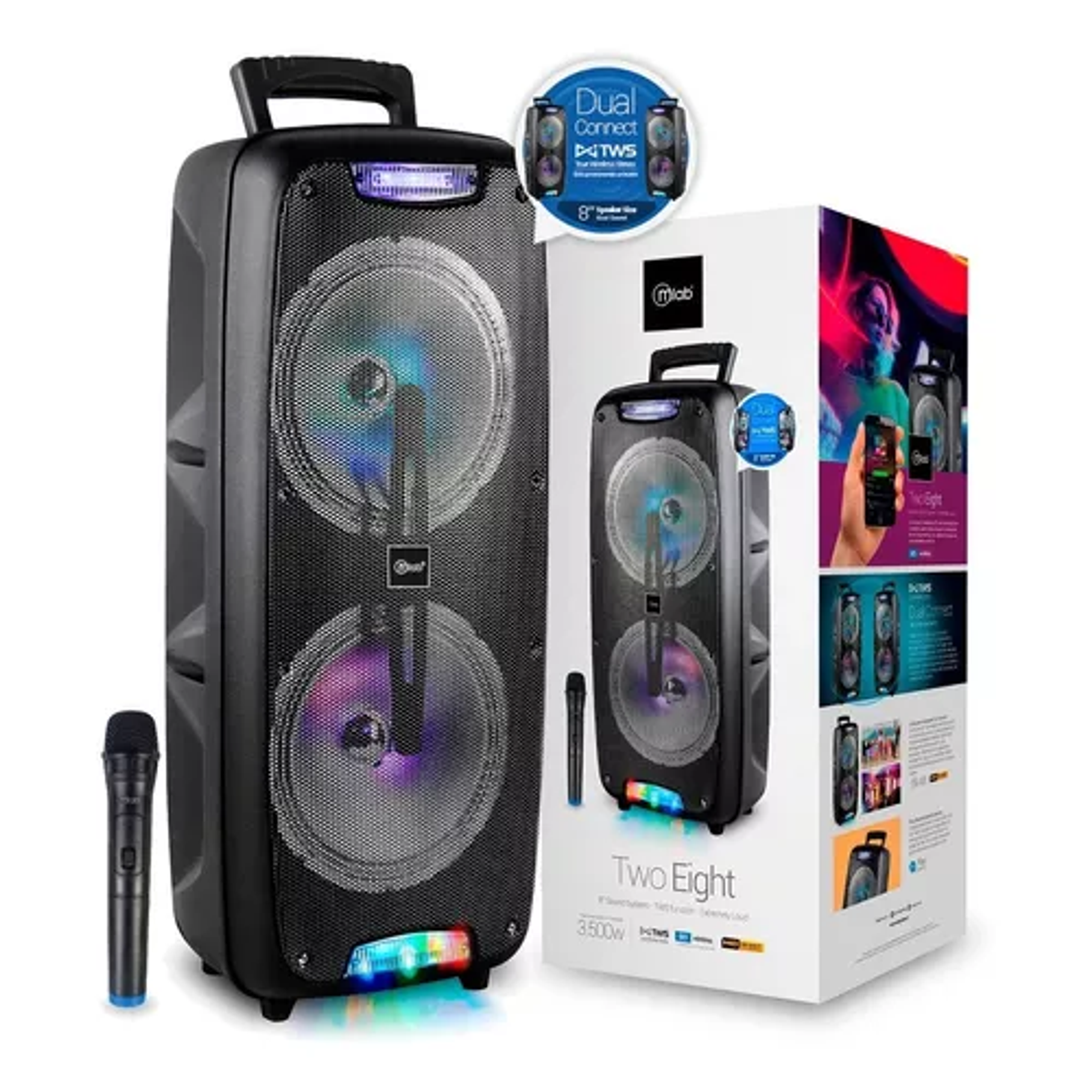 Parlante Mlab Two Eight 8 Pulgadas Bluetooth 3500w Pmpo Negro 1
