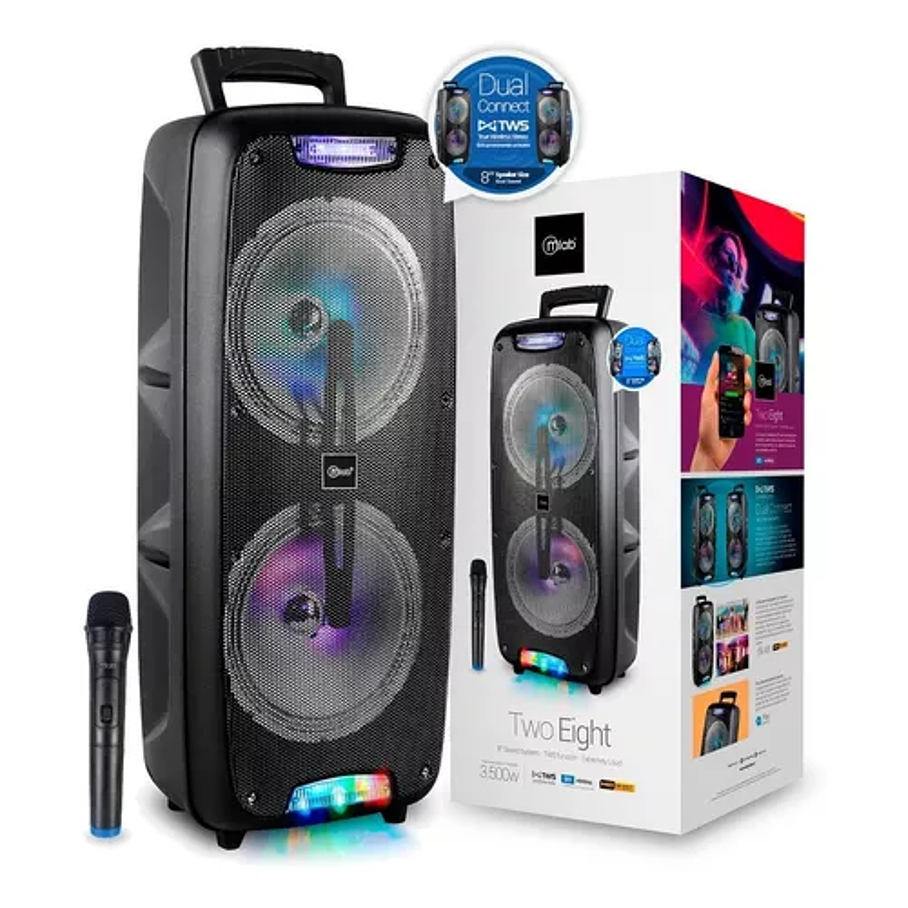 Parlante Mlab Two Eight 8 Pulgadas Bluetooth 3500w Pmpo Negro 1