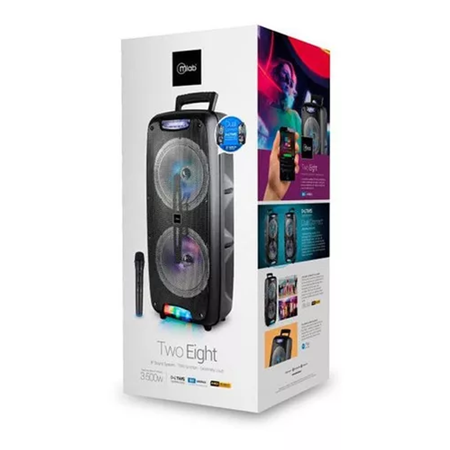 Parlante Mlab Two Eight 8 Pulgadas Bluetooth 3500w Pmpo Negro 2