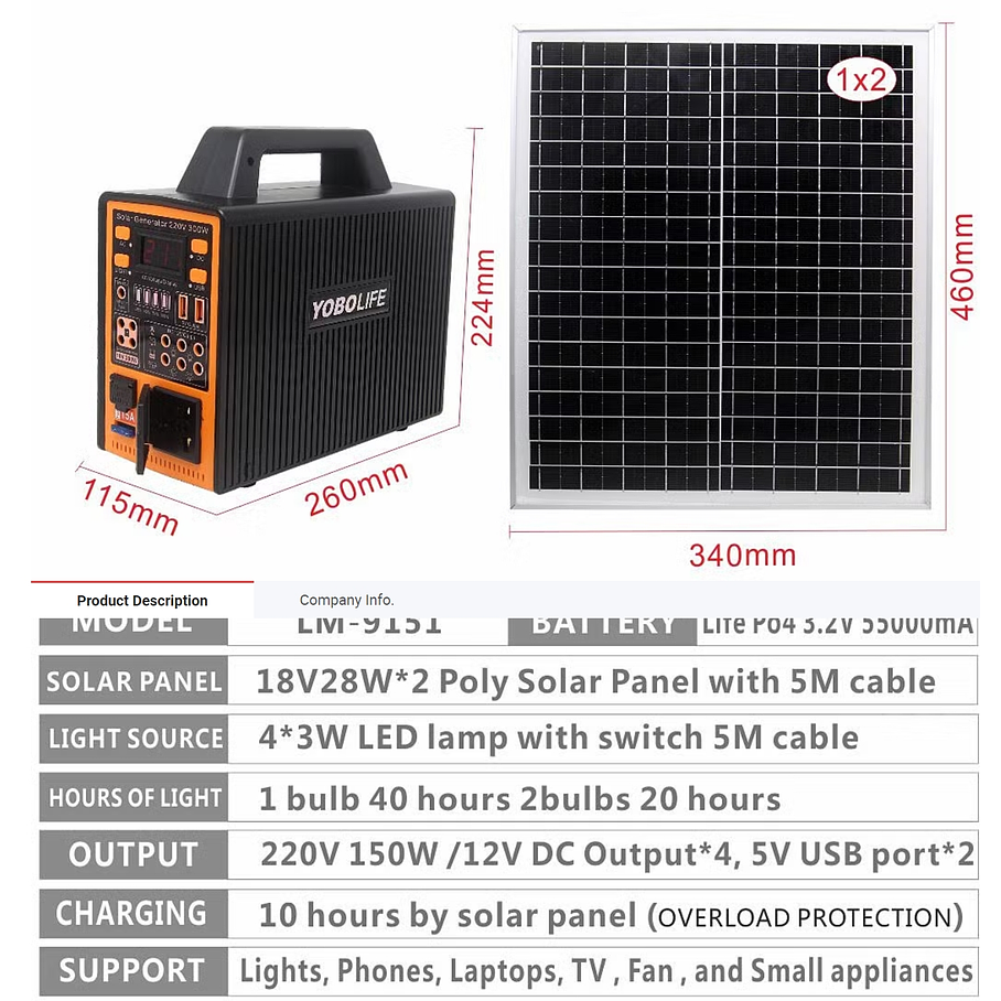Generador de Corriente Solar 300w 5