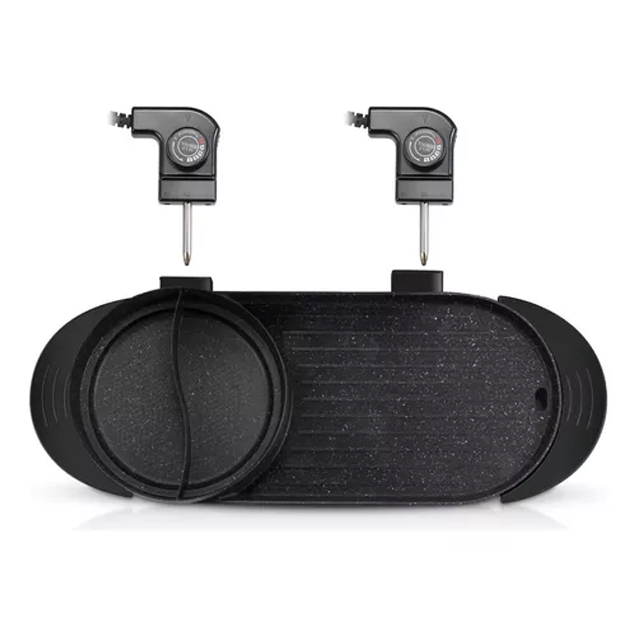 Parrilla eléctrica 2x1 con doble sartén y doble control 4