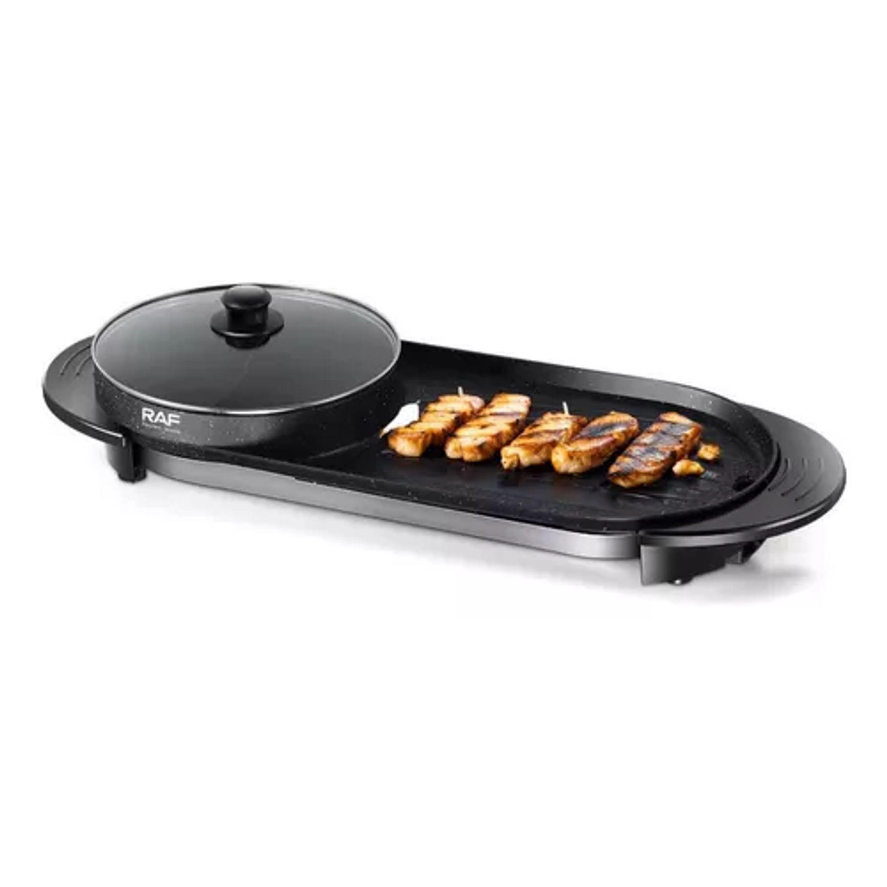 Parrilla eléctrica 2x1 con doble sartén y doble control 2