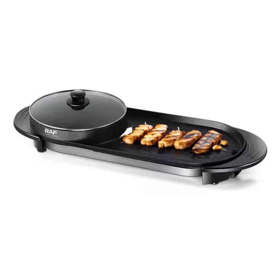 Parrilla eléctrica 2x1 con doble sartén y doble control 2