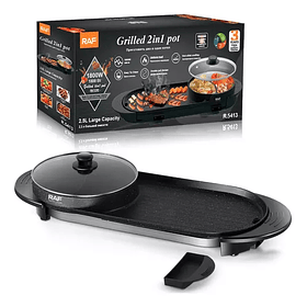 Parrilla eléctrica 2x1 con doble sartén y doble control