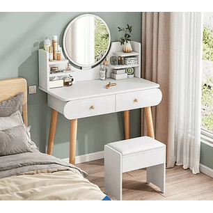 Mesa De Noche Maquillador Escritorio 2 Cajones Espejo Touch 