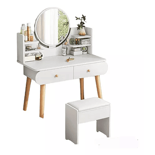Mesa De Noche Maquillador Escritorio 2 Cajones Espejo Touch 