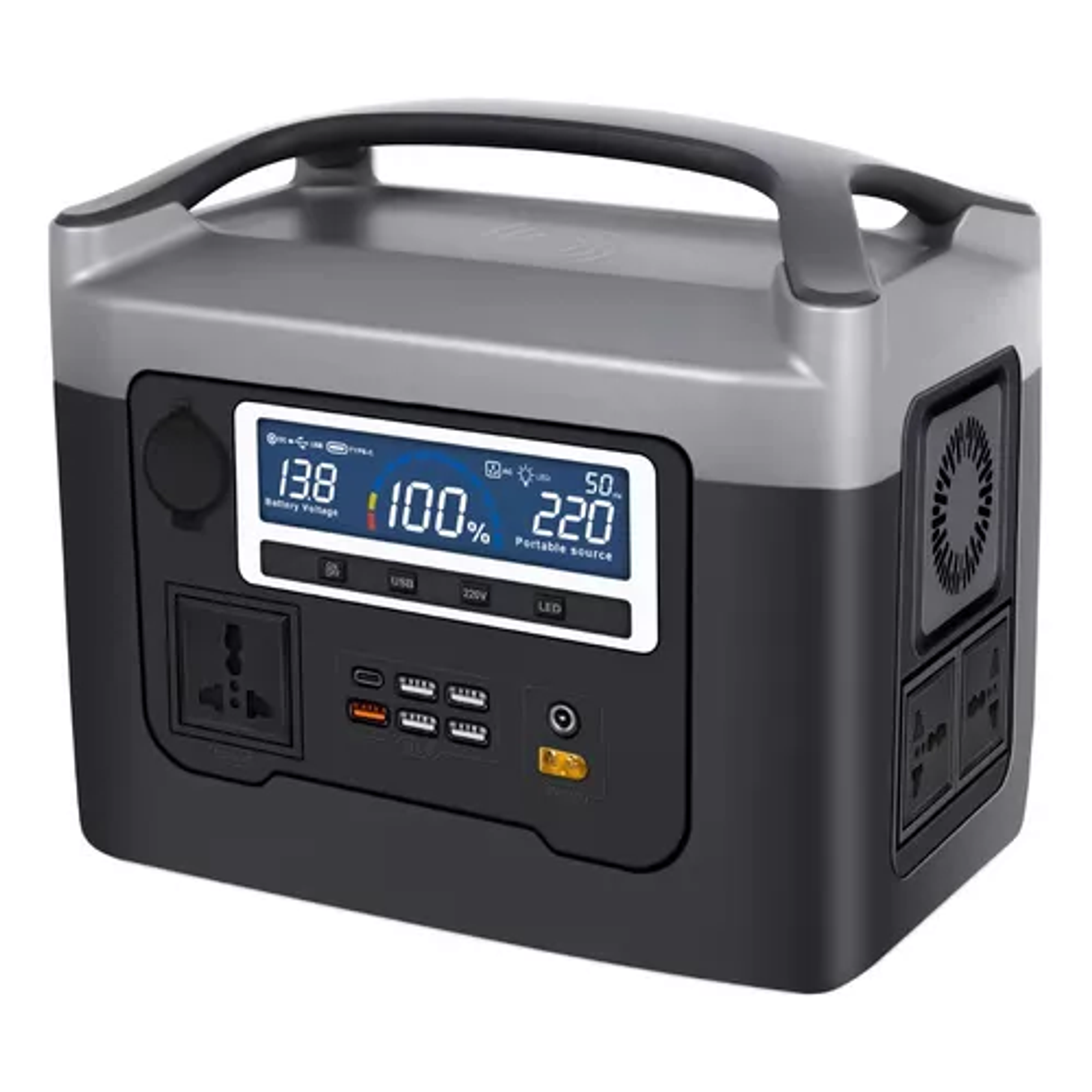 Generador Eléctrico Solar Energía Portátil 600w Banco de Energía Multi Expansión 8