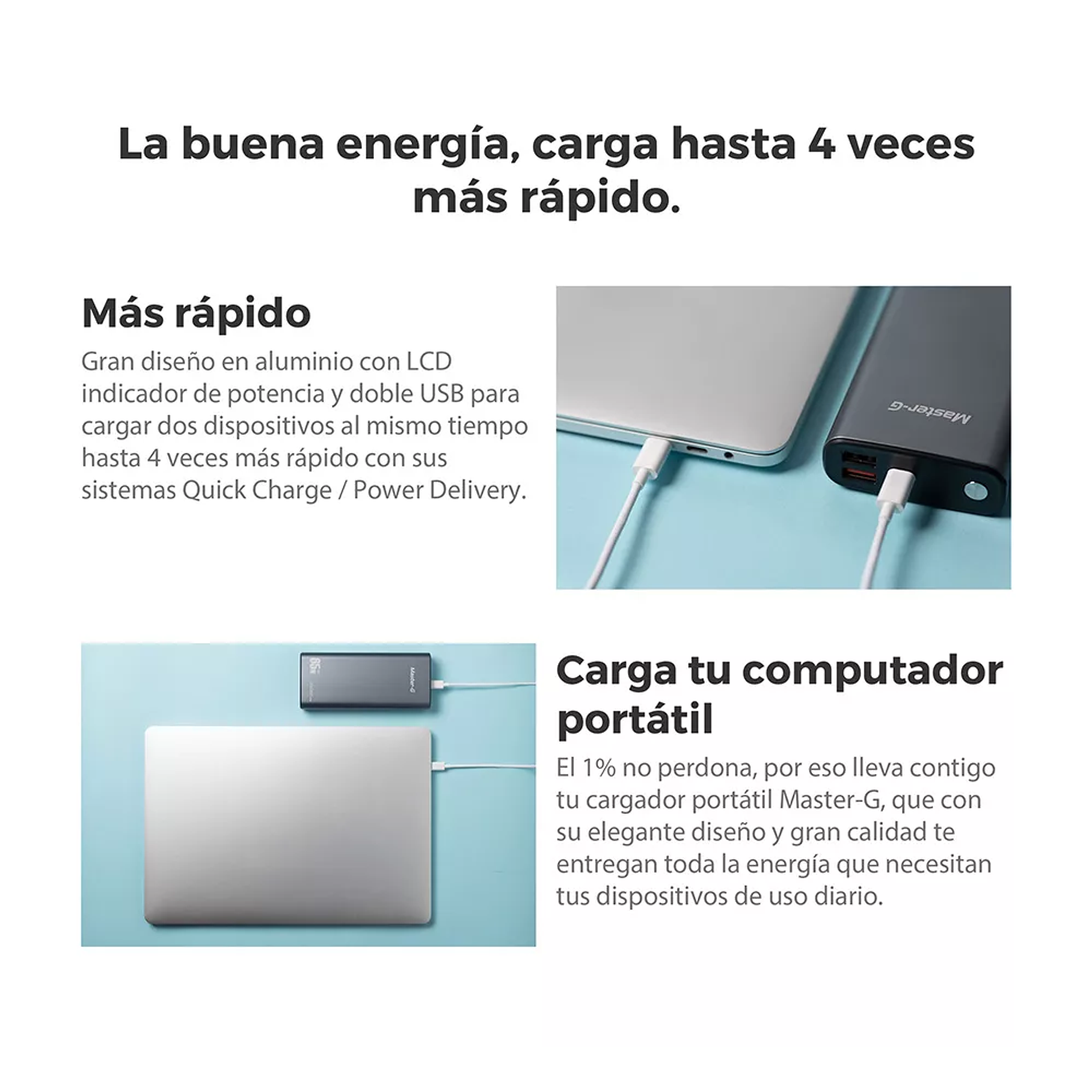 Cargador Portátil Master G 20000 Mah Pd 65w Quick Charge Color Gris 7