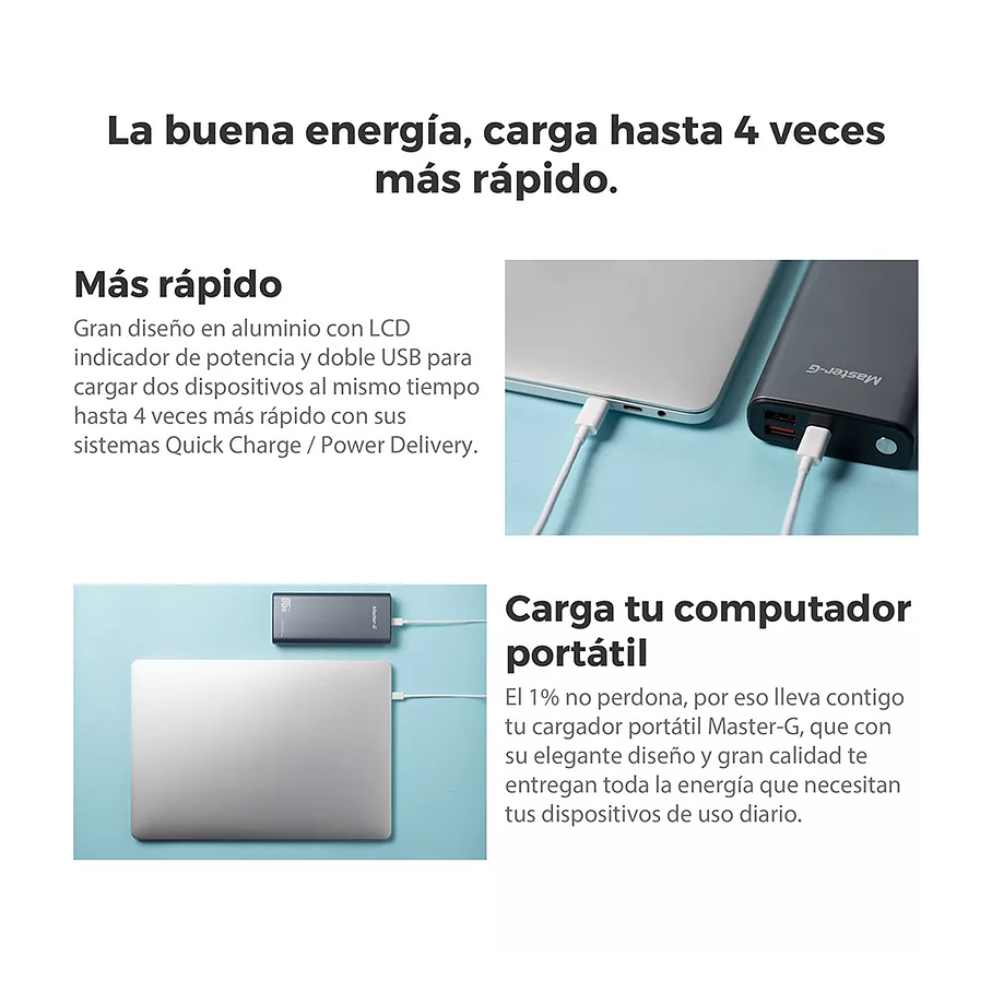 Cargador Portátil Master G 20000 Mah Pd 65w Quick Charge Color Gris 7