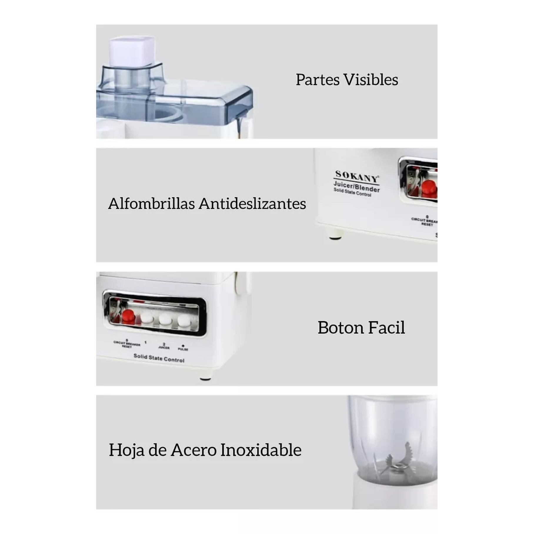 Procesador Extractor De Alimentos Licuadora Sokany 4 En 1 4