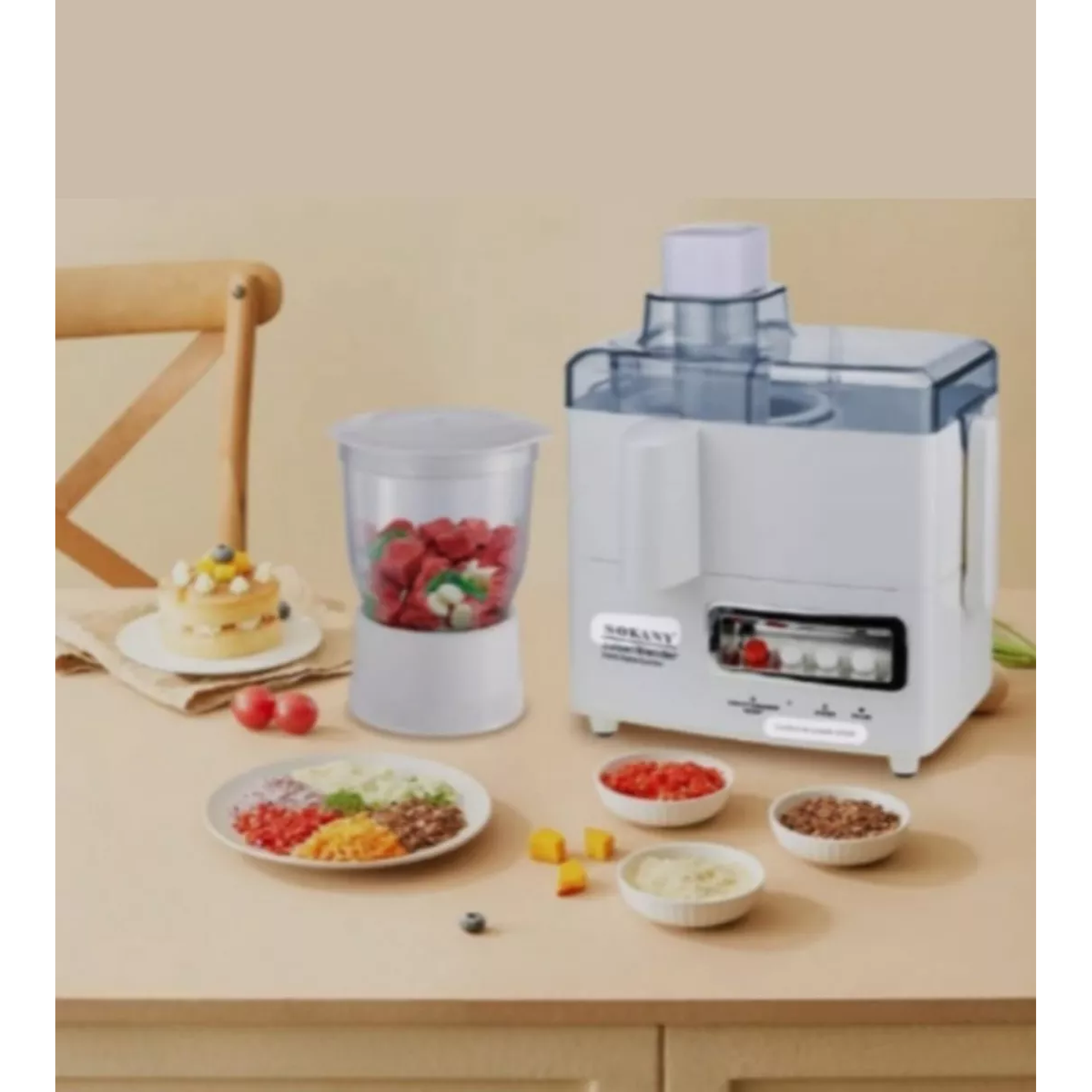 Procesador Extractor De Alimentos Licuadora Sokany 4 En 1 6