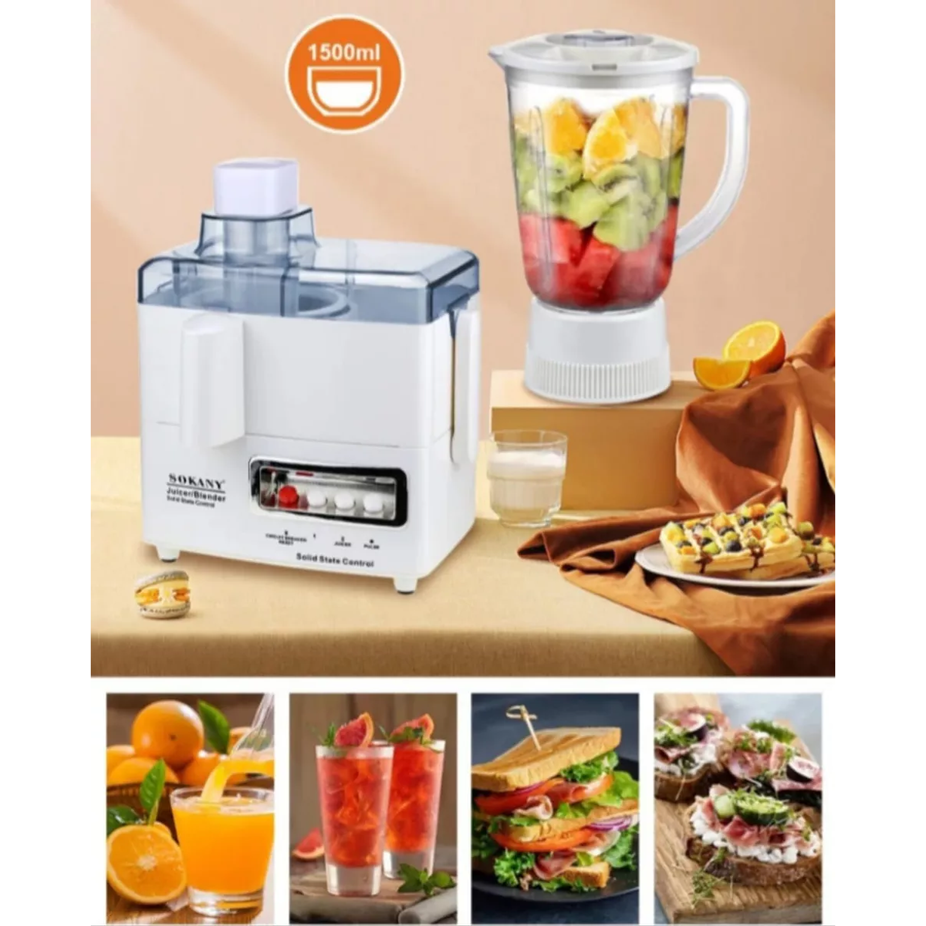 Procesador Extractor De Alimentos Licuadora Sokany 4 En 1 8