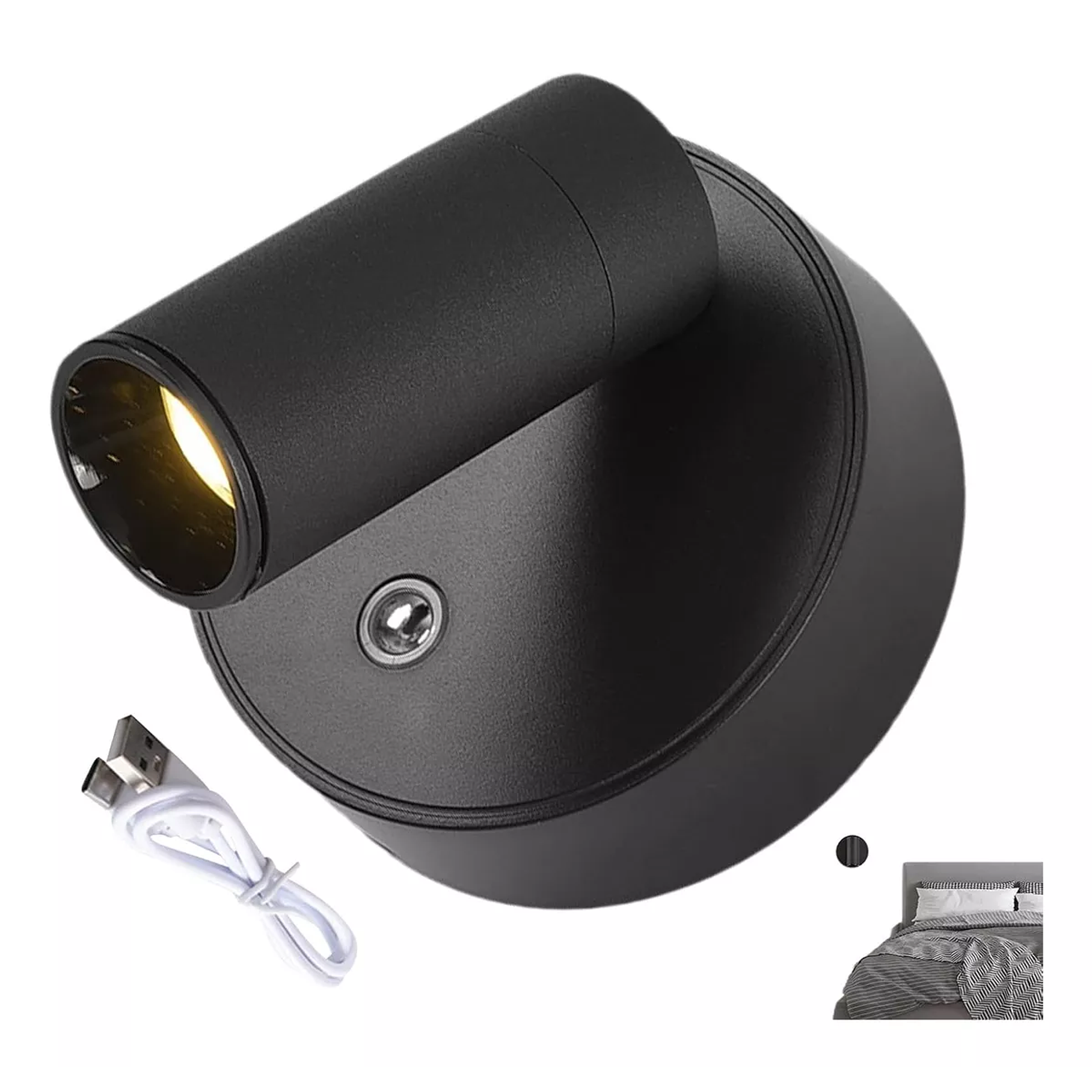 Lampara Magnetica Usb Recargable Lampara Pared Iluminacion Color Negro 1